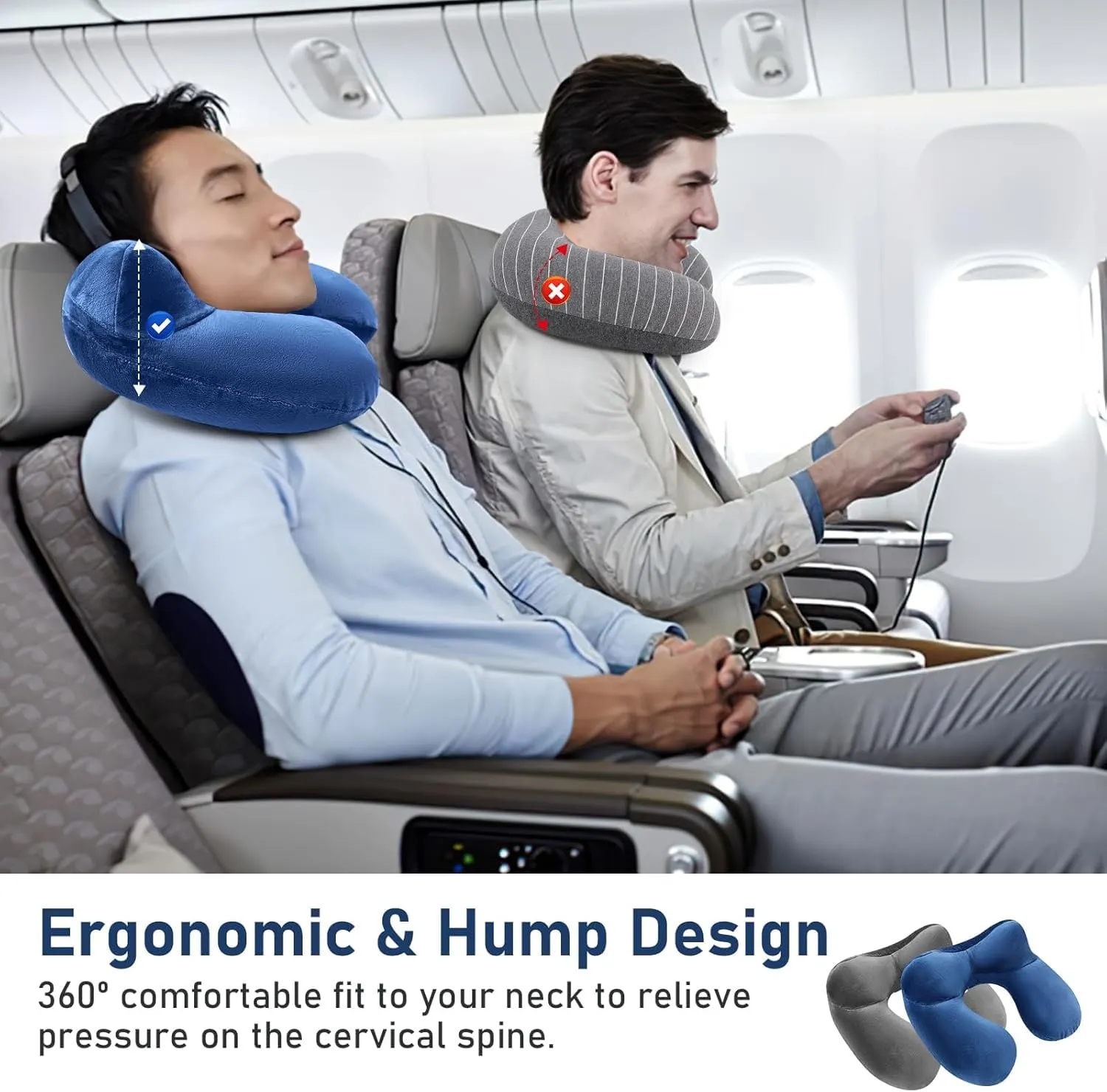 ROTKUSZ Cuscino da Viaggio Gonfiabile con Mascherine e Tappi per le Orecchie, Set da 2 Pezzi - immagine 4