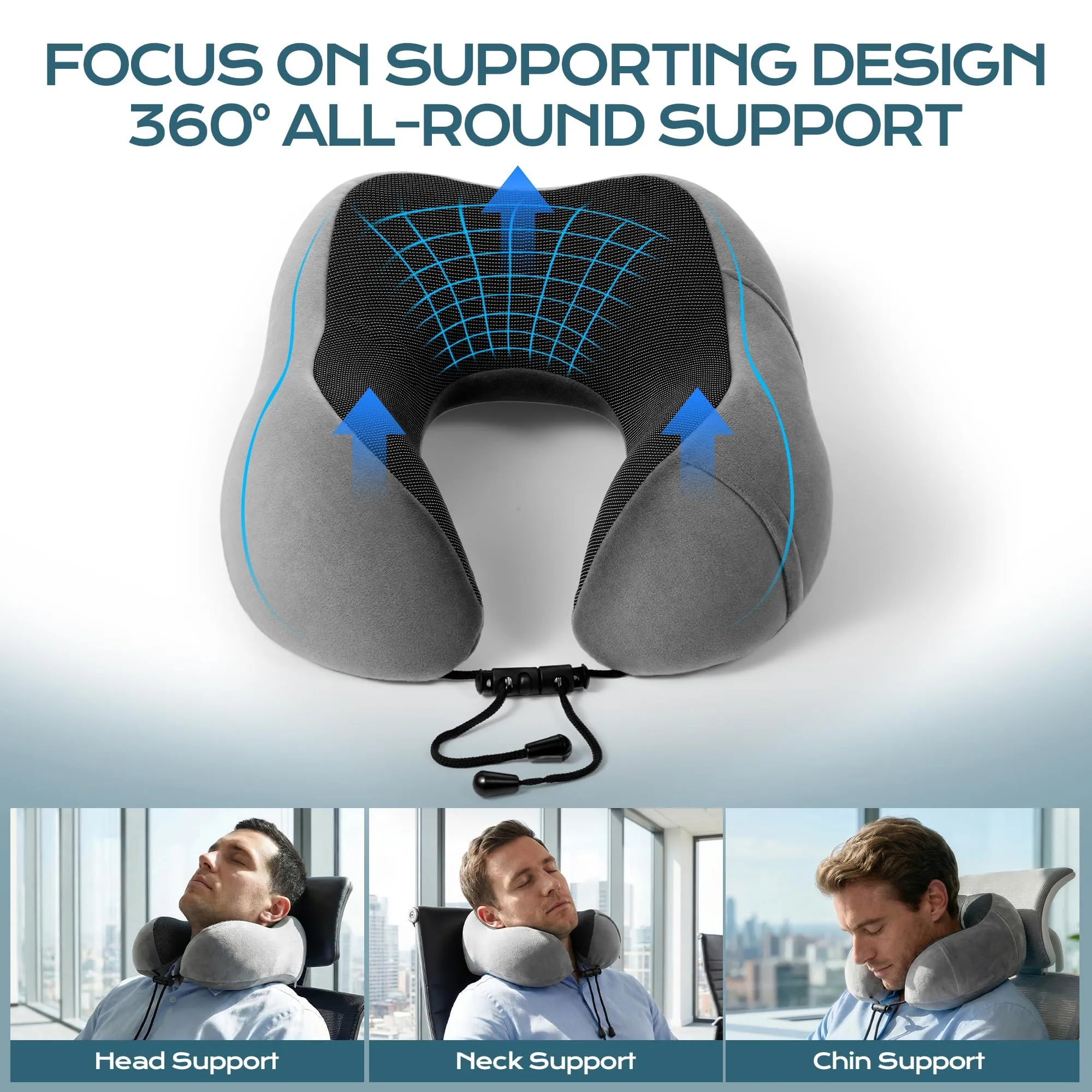 BAVATEE Cuscino da Viaggio per Collo in Memory Foam con Borsa per Trasporto, Mascherina per Dormire e Tappi Auricolari - immagine 3