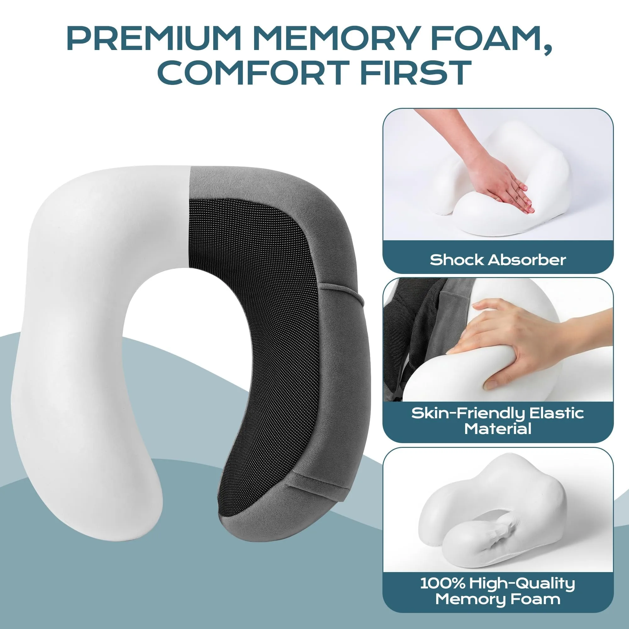 BAVATEE Cuscino da Viaggio per Collo in Memory Foam con Borsa per Trasporto, Mascherina per Dormire e Tappi Auricolari - immagine 5