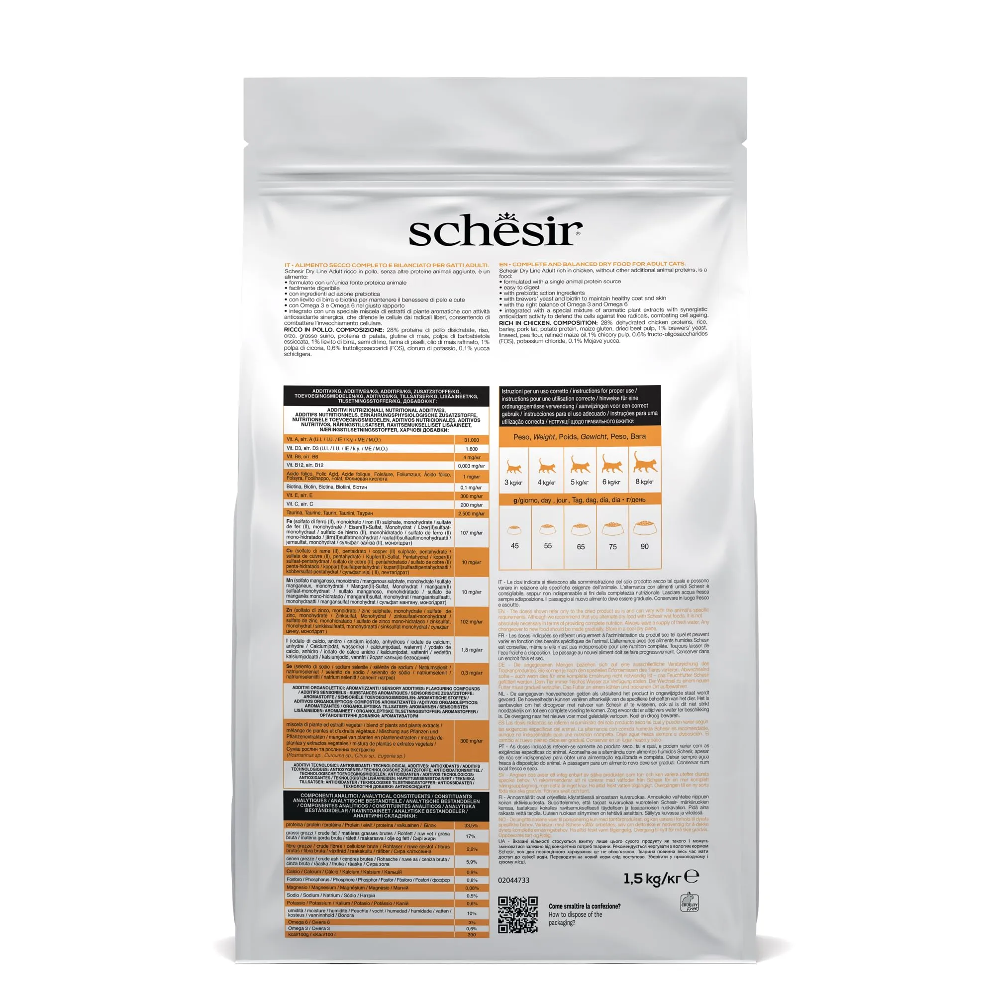 Schesir Adult Alimento Secco Completo per Gatti al Pollo, 1,5 kg - immagine 3