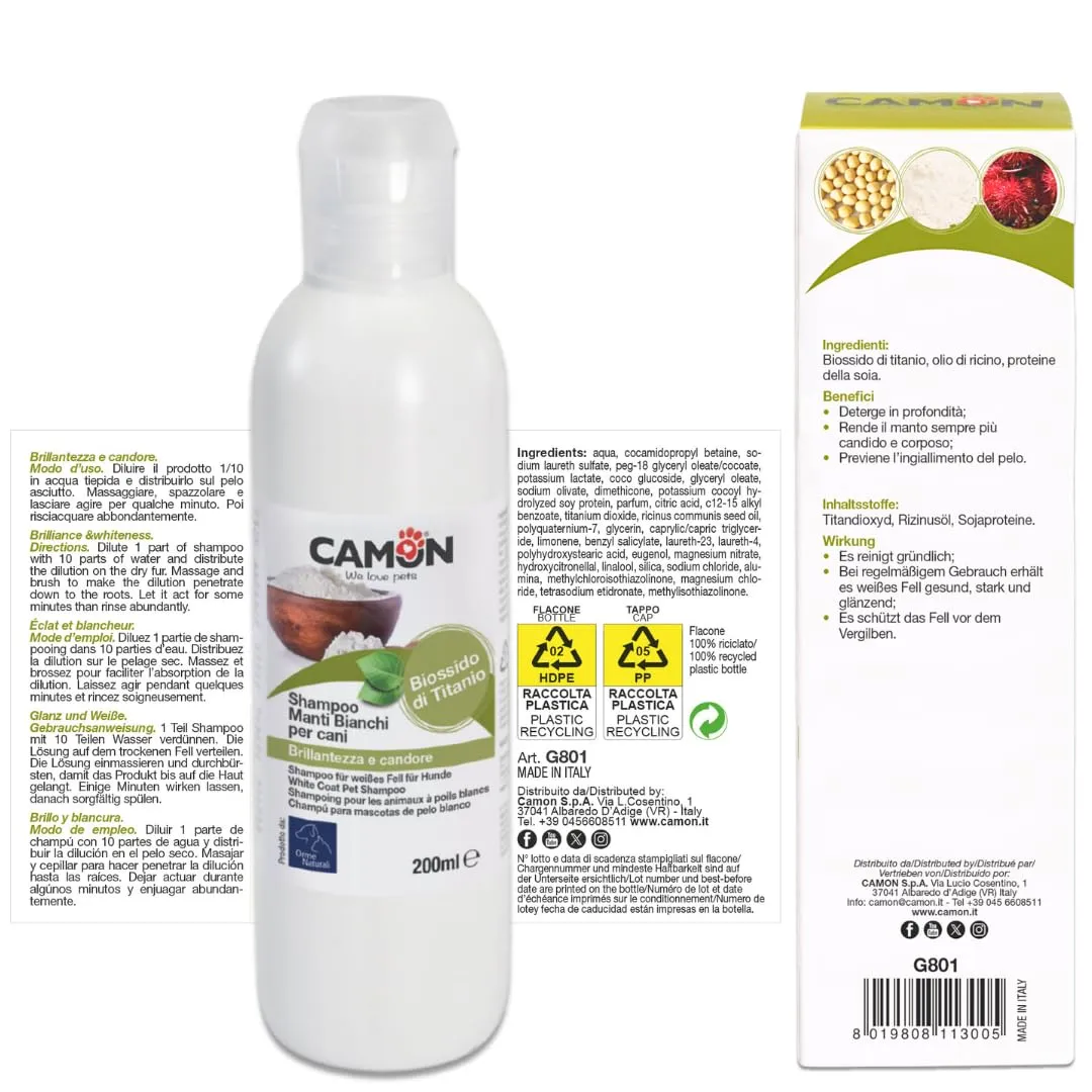 Camon Shampoo per Manti Bianchi con Filtro Minerale e Azione Riparativa, 200ml - immagine 2