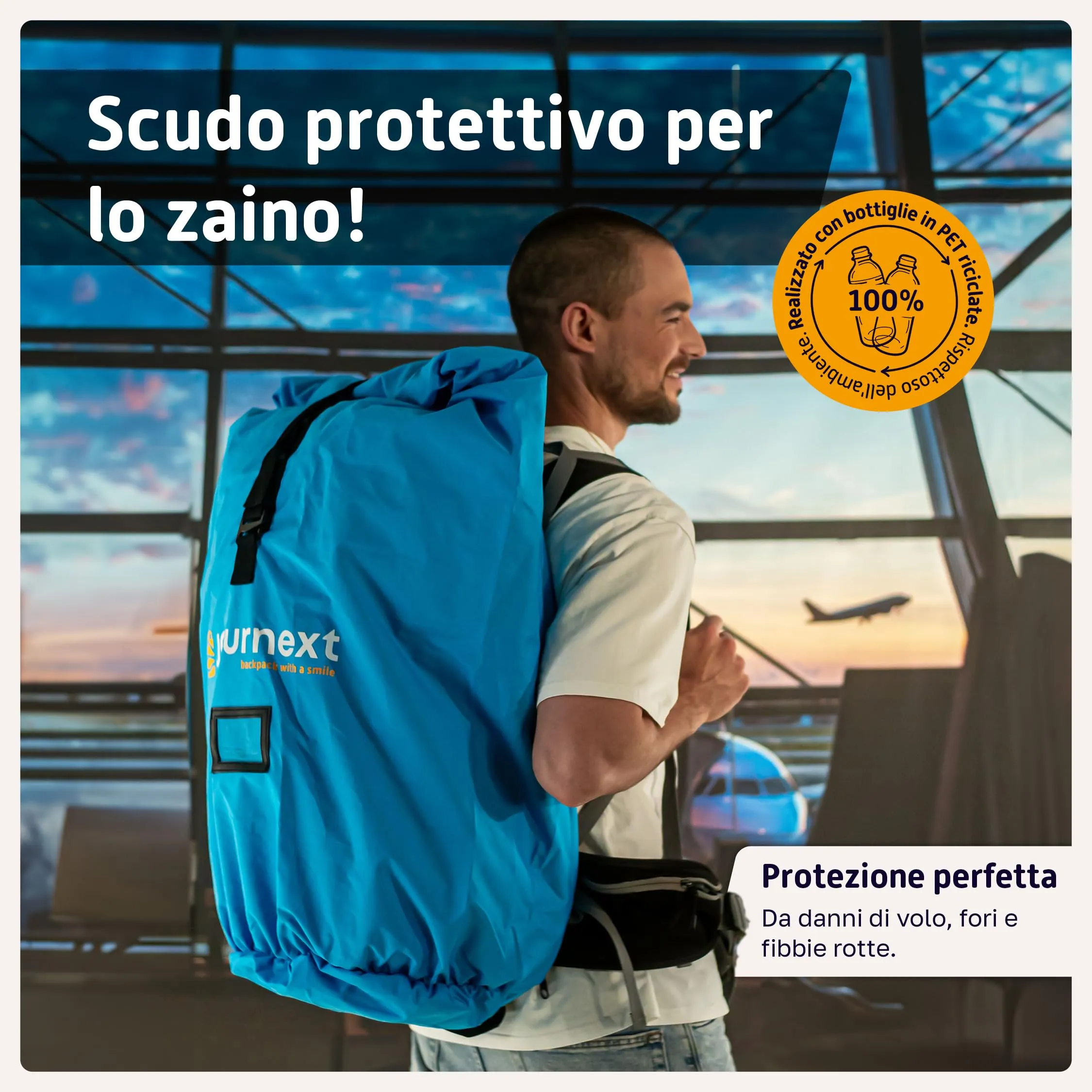 Journext 2 in 1 Copertura per lo Zaino e Copertura Antipioggia, M (up to 55L), Pacific Blue - immagine 2