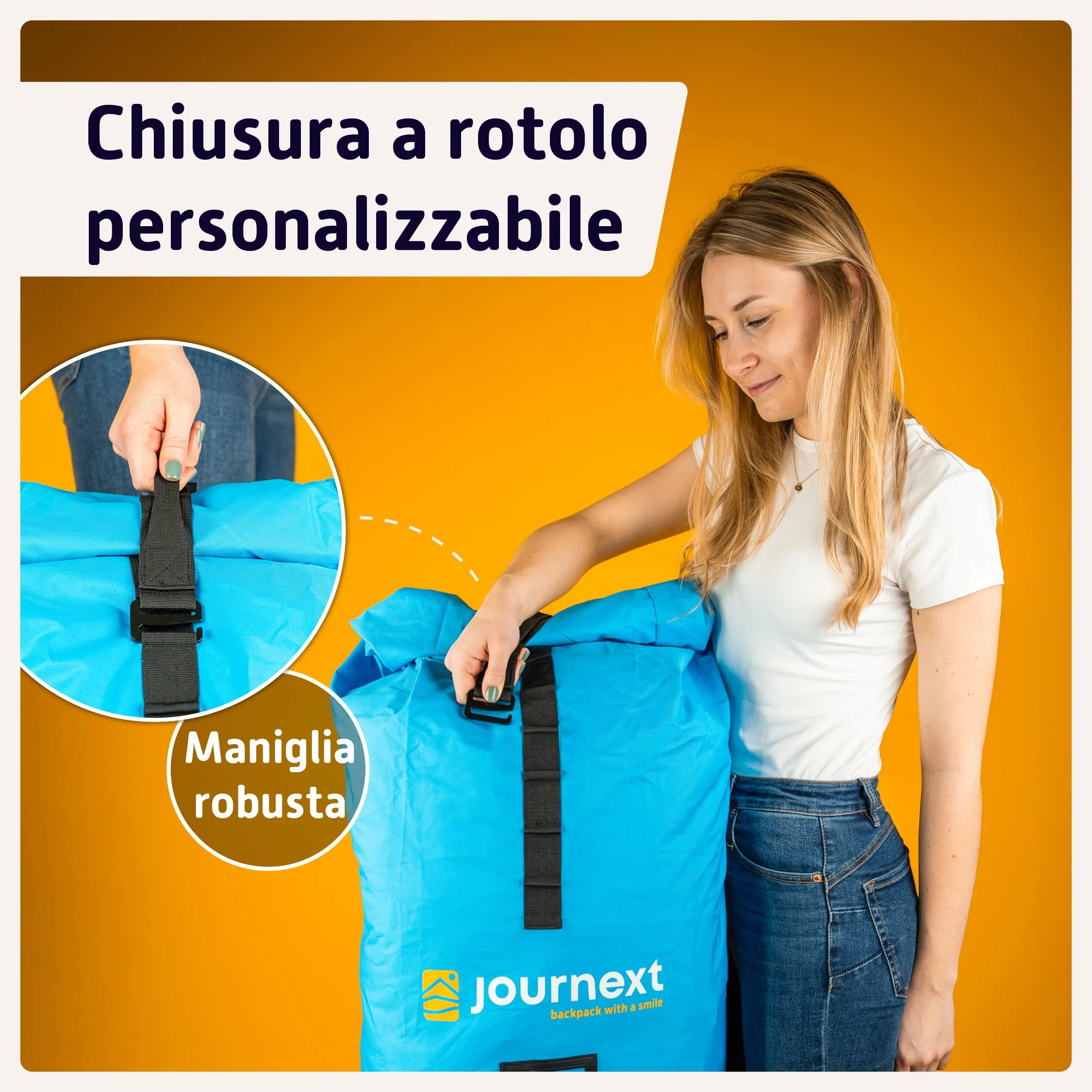 Journext 2 in 1 Copertura per lo Zaino e Copertura Antipioggia, M (up to 55L), Pacific Blue - immagine 6