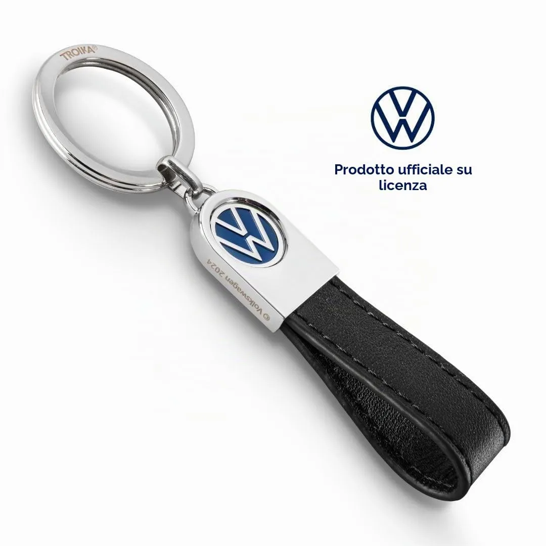 Troika Portachiavi con logo VW in pelle e metallo, Nero - immagine 3