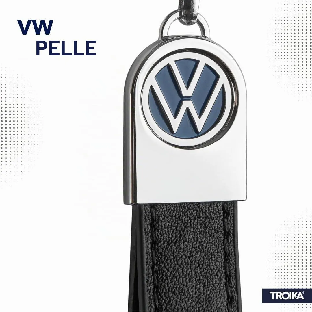 Troika Portachiavi con logo VW in pelle e metallo, Nero - immagine 4