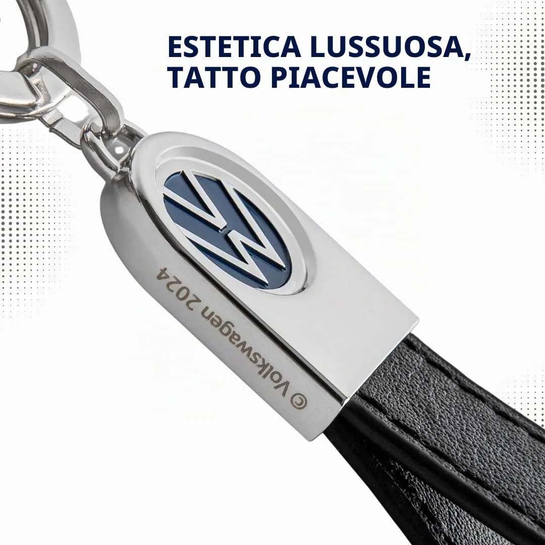 Troika Portachiavi con logo VW in pelle e metallo, Nero - immagine 5