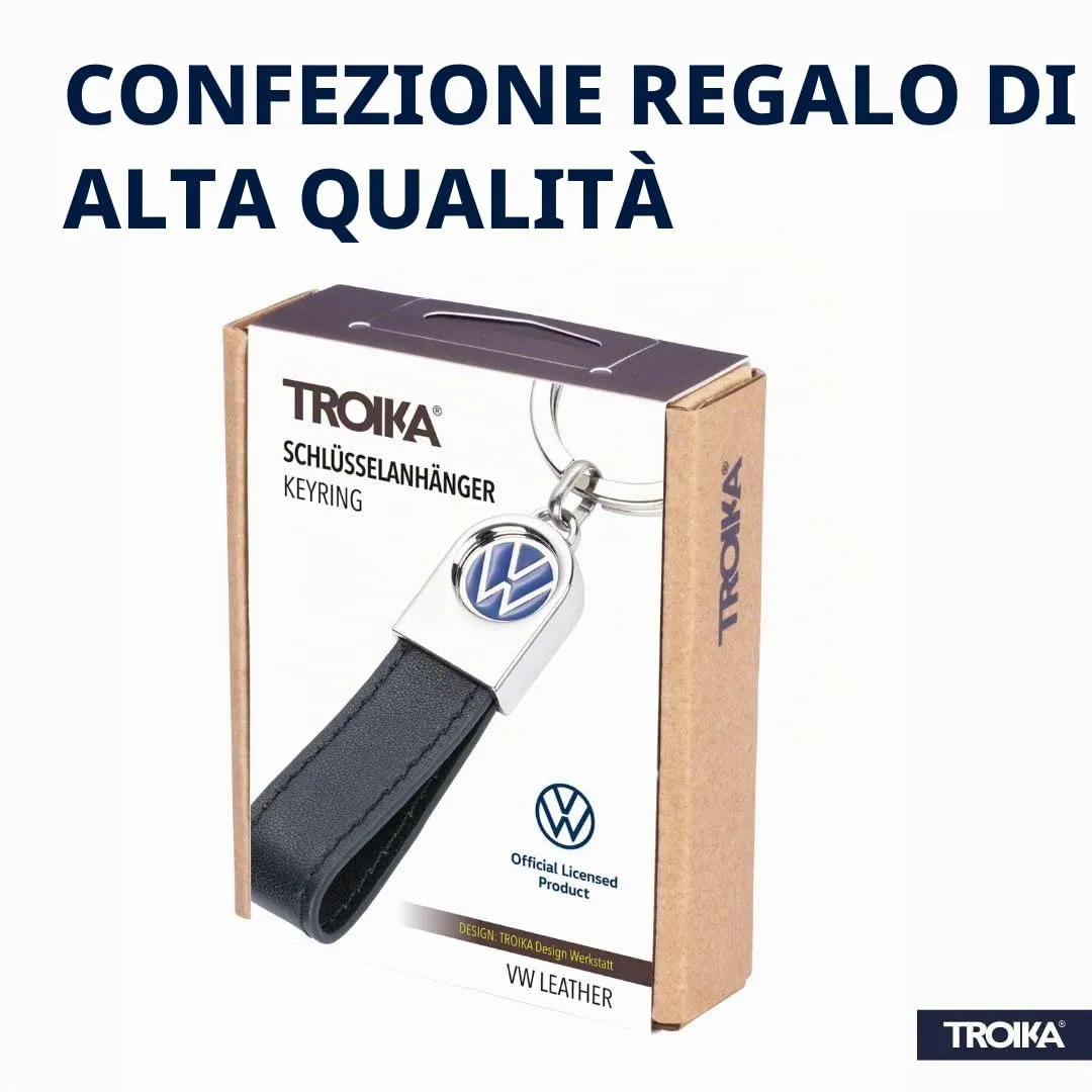 Troika Portachiavi con logo VW in pelle e metallo, Nero - immagine 9