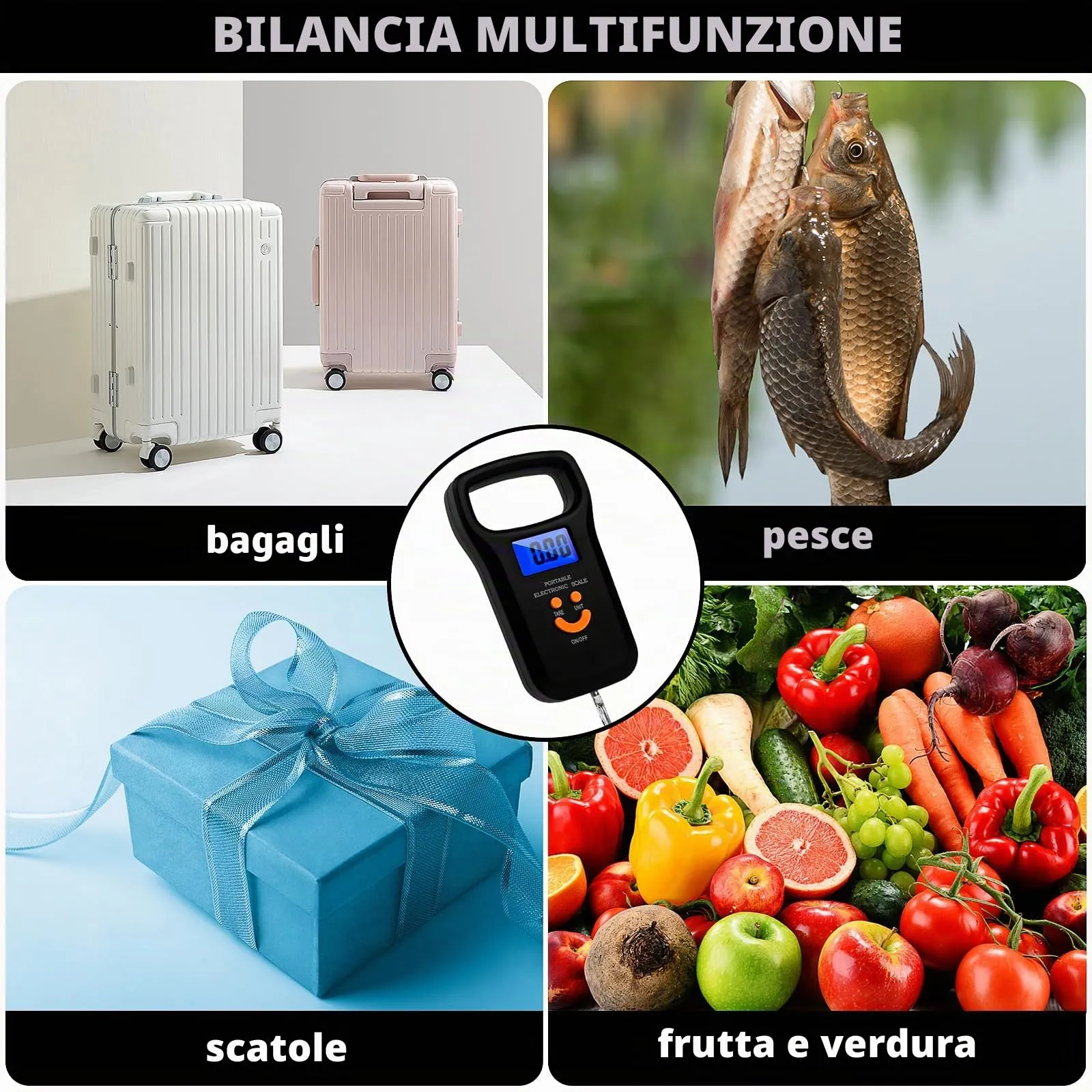 MXTIMWAN Bilancia Digitale da Appendere 50kg/110lb con Gancio in Acciaio Inox e Display LCD - immagine 2
