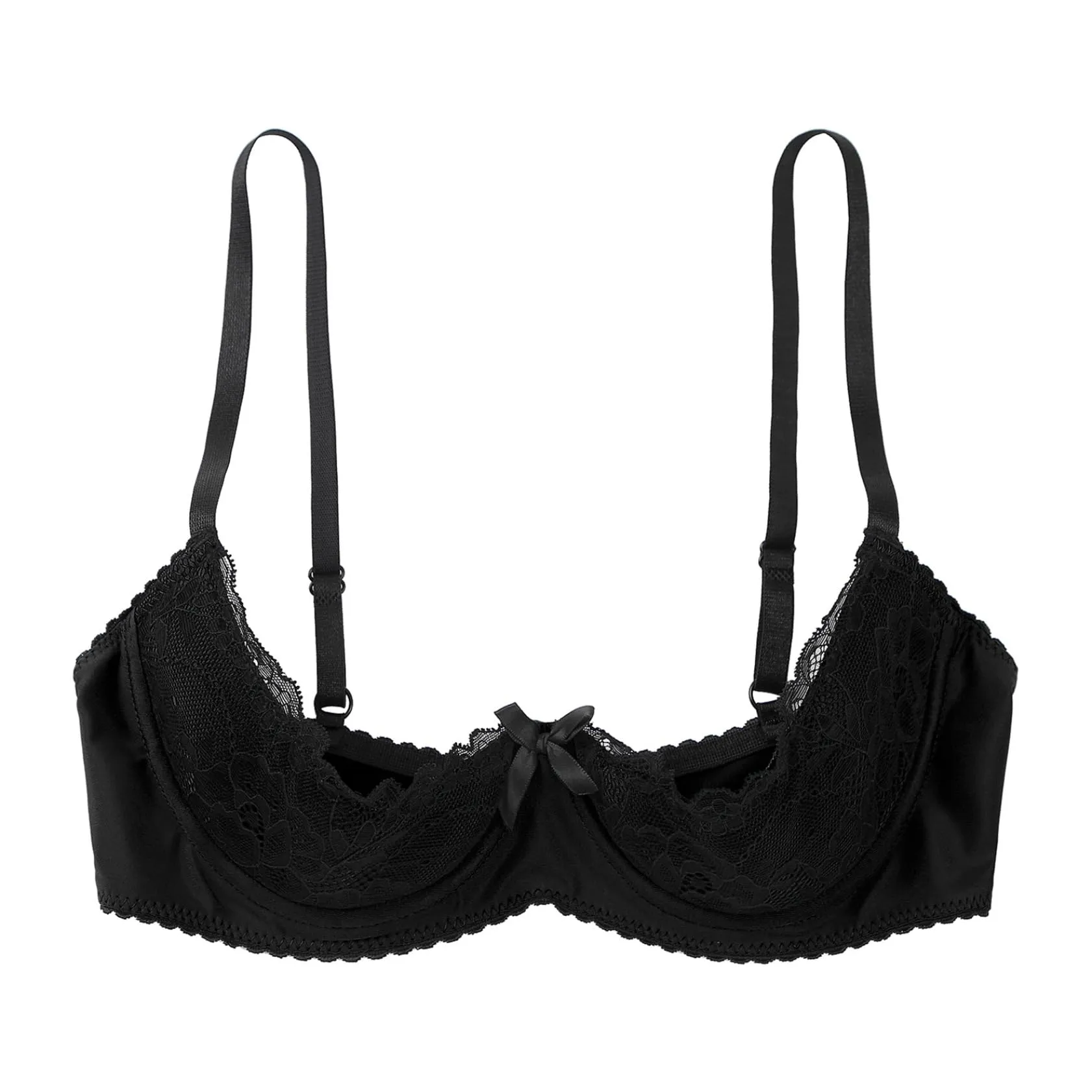 Sywiyi Reggiseno Push Up in Pizzo con Ferretto, Nero, L - immagine 4