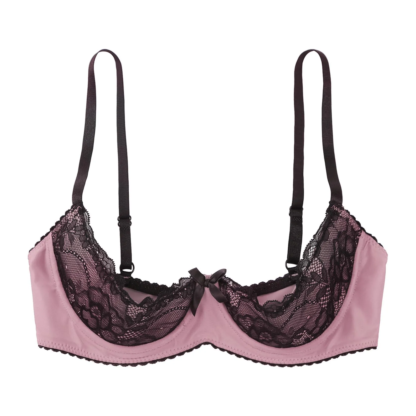 Sywiyi Reggiseno Donna Push Up in Pizzo con Ferretto, Rosa, S - immagine 3
