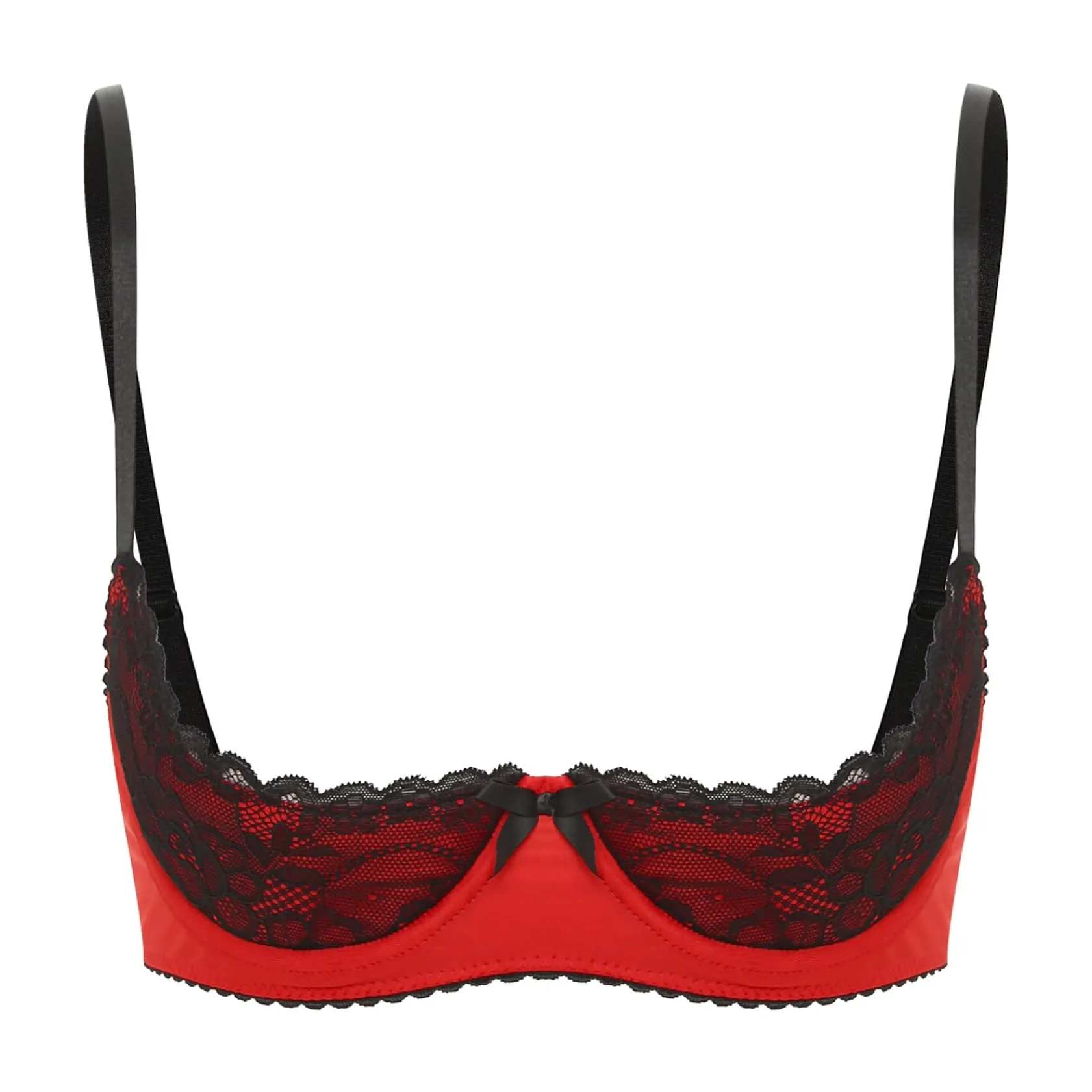 Sywiyi Reggiseno Push Up in Pizzo con Ferretto, Rosso, L - immagine 1