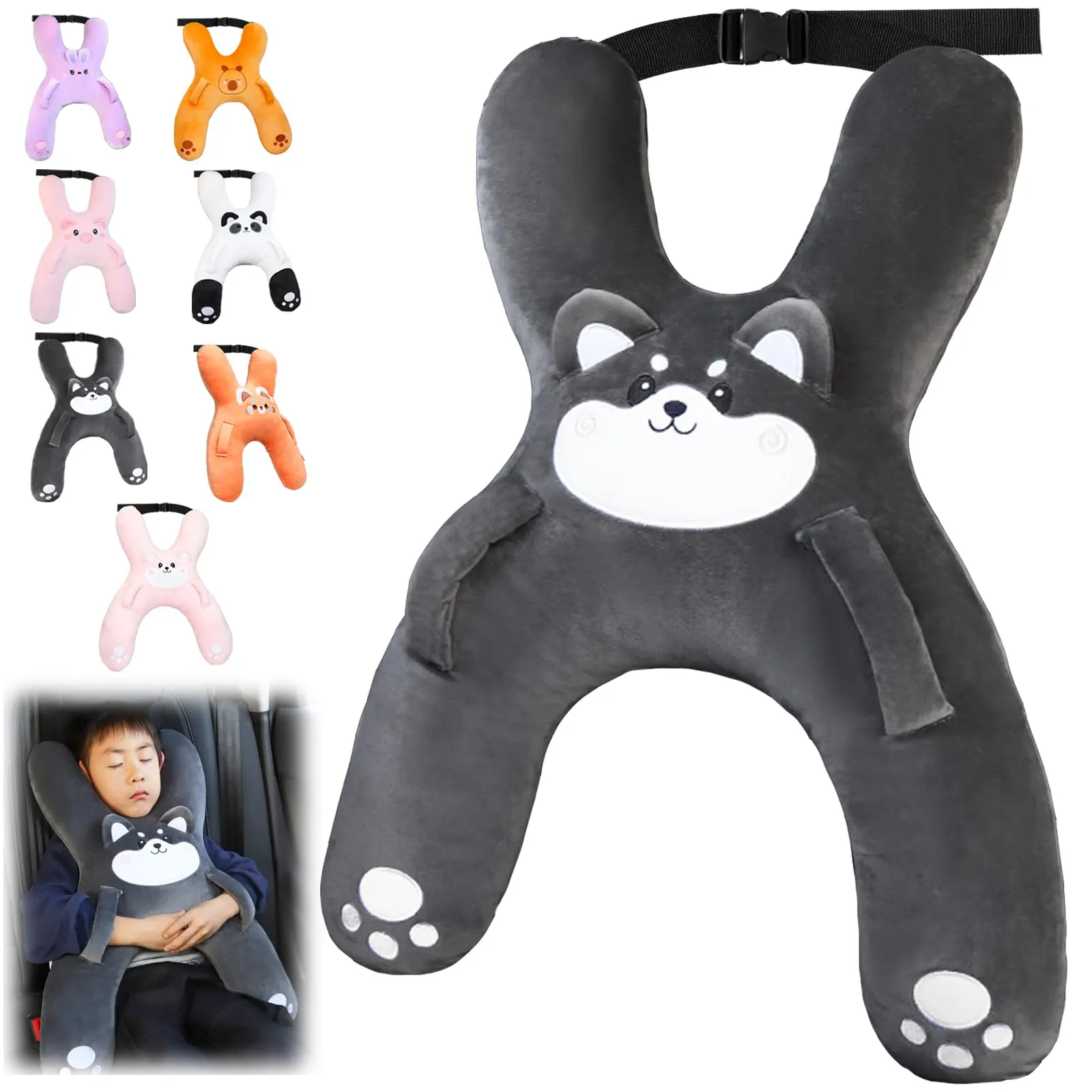 AUNGCSHE Cuscino da viaggio a forma di H per bambini, supporto per dormire in auto, aereo e treno - immagine 1