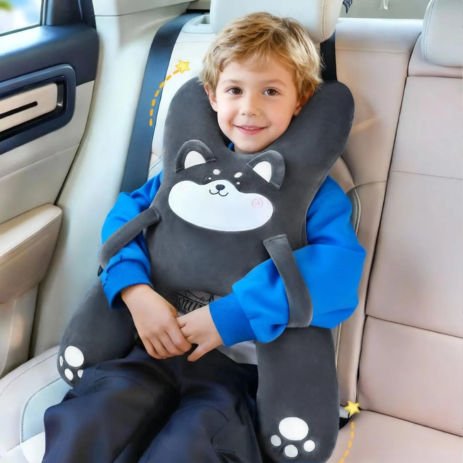 AUNGCSHE Cuscino da viaggio a forma di H per bambini, supporto per dormire in auto, aereo e treno - immagine 2
