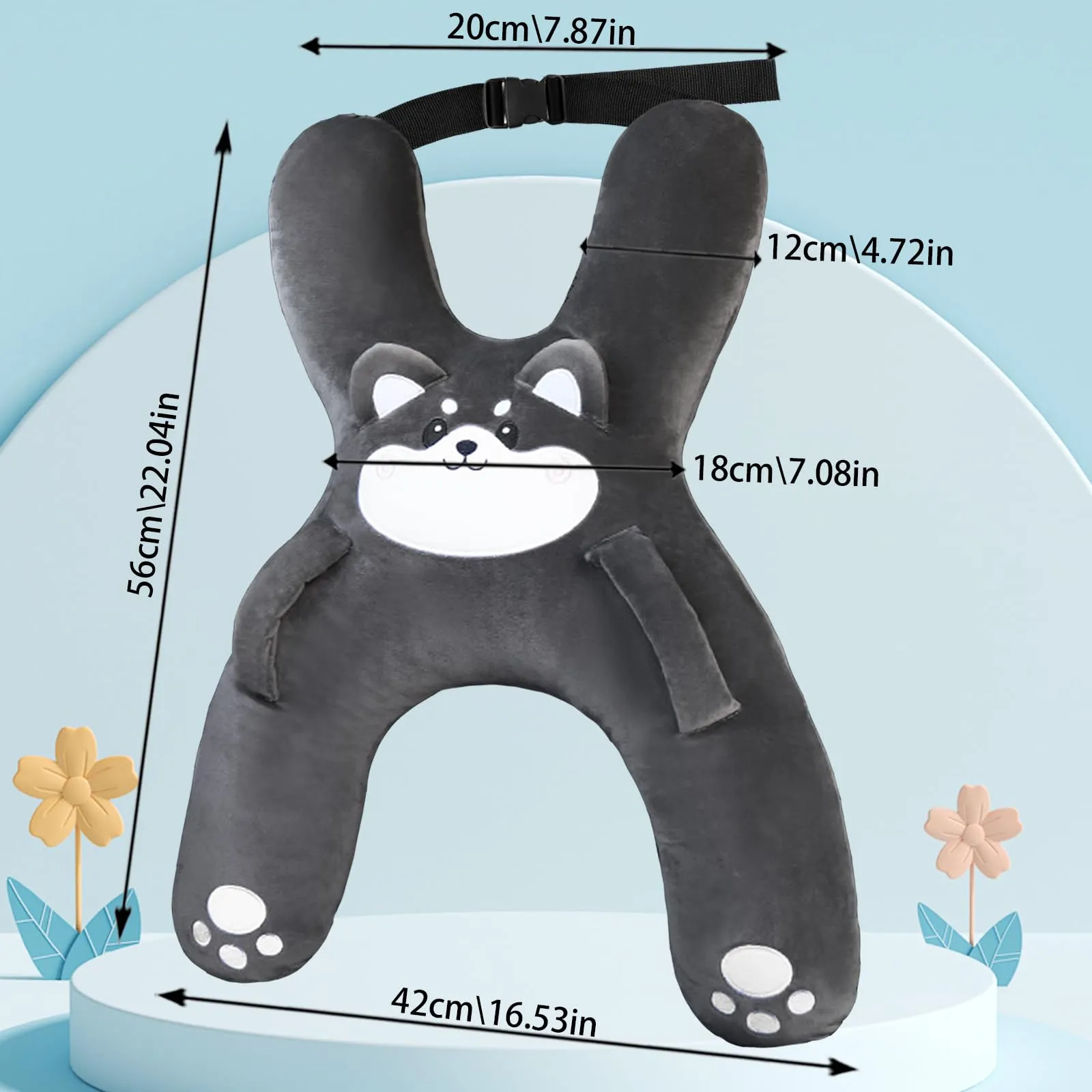 AUNGCSHE Cuscino da viaggio a forma di H per bambini, supporto per dormire in auto, aereo e treno - immagine 3