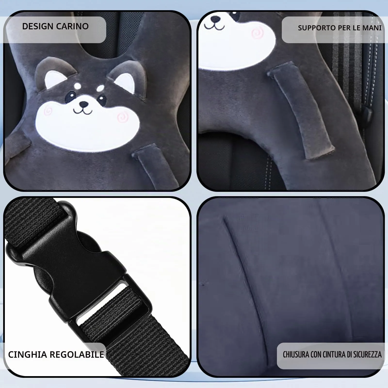 AUNGCSHE Cuscino da viaggio a forma di H per bambini, supporto per dormire in auto, aereo e treno - immagine 4