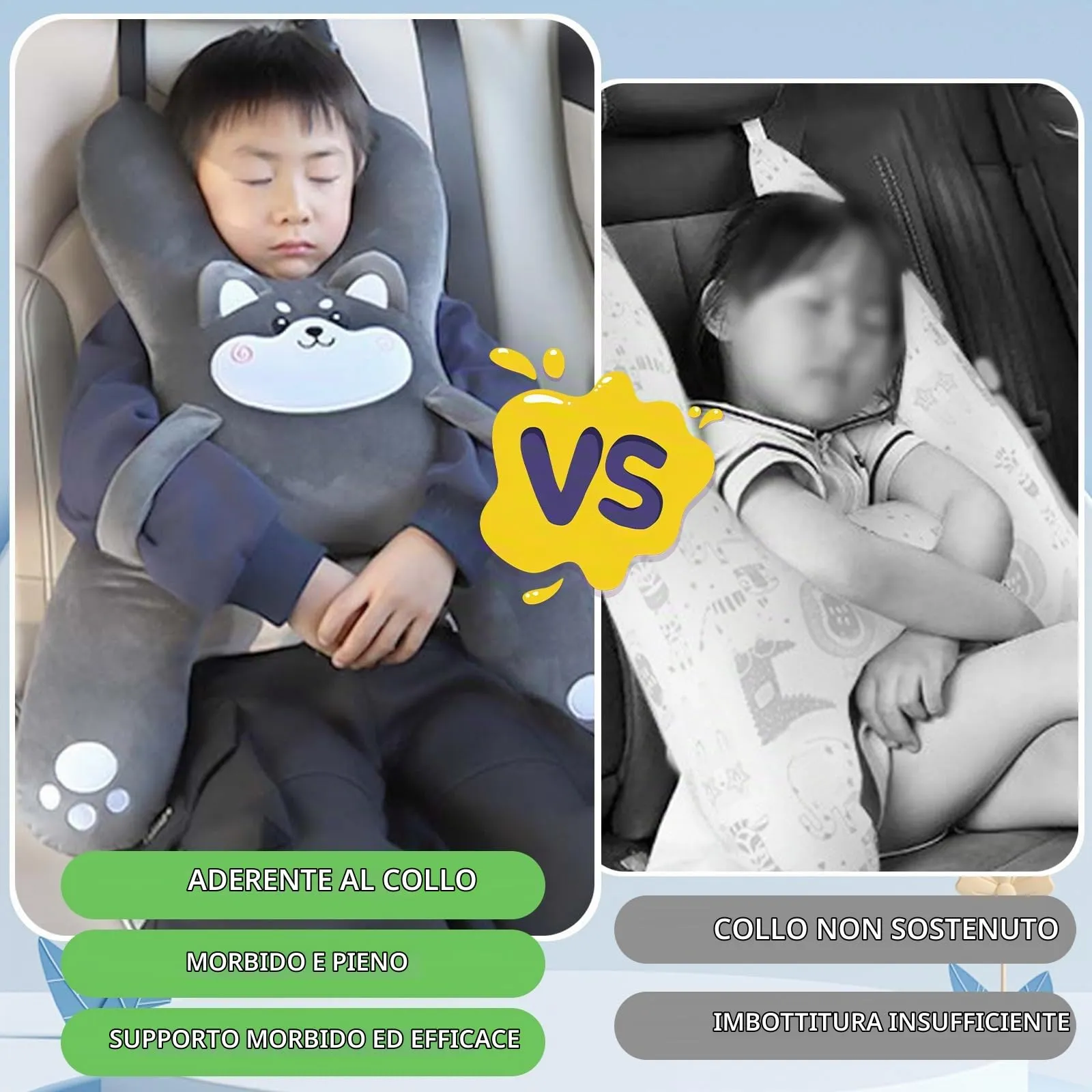 AUNGCSHE Cuscino da viaggio a forma di H per bambini, supporto per dormire in auto, aereo e treno - immagine 6