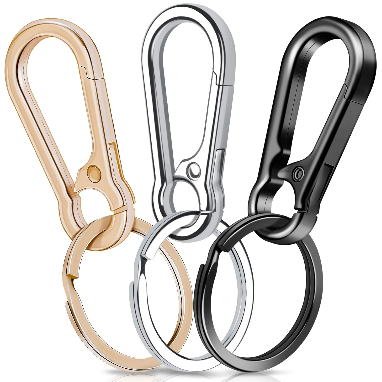Caianwin Moschettone Portachiavi in Metallo, 3 Pezzi (Gold/Silver/Grigio) - immagine 1