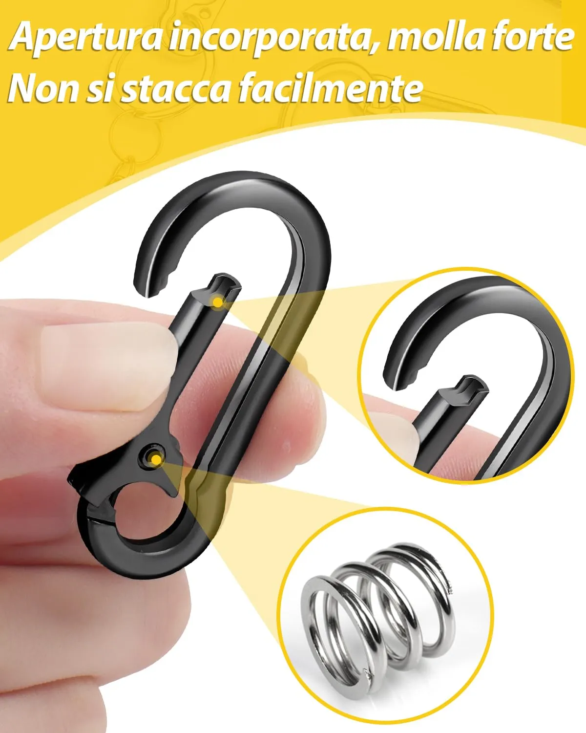 Caianwin Moschettone Portachiavi in Metallo, 3 Pezzi (Gold/Silver/Grigio) - immagine 4