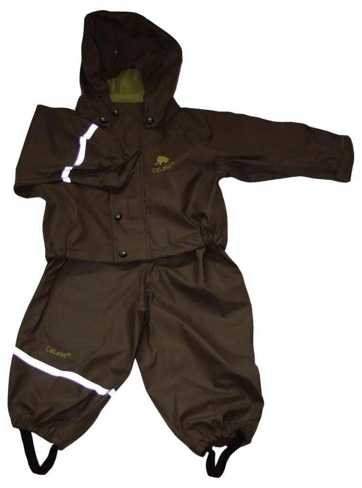 Celavi Basic Rainwear Set - Solid PU, Earth Brown, Size 110 - immagine 1