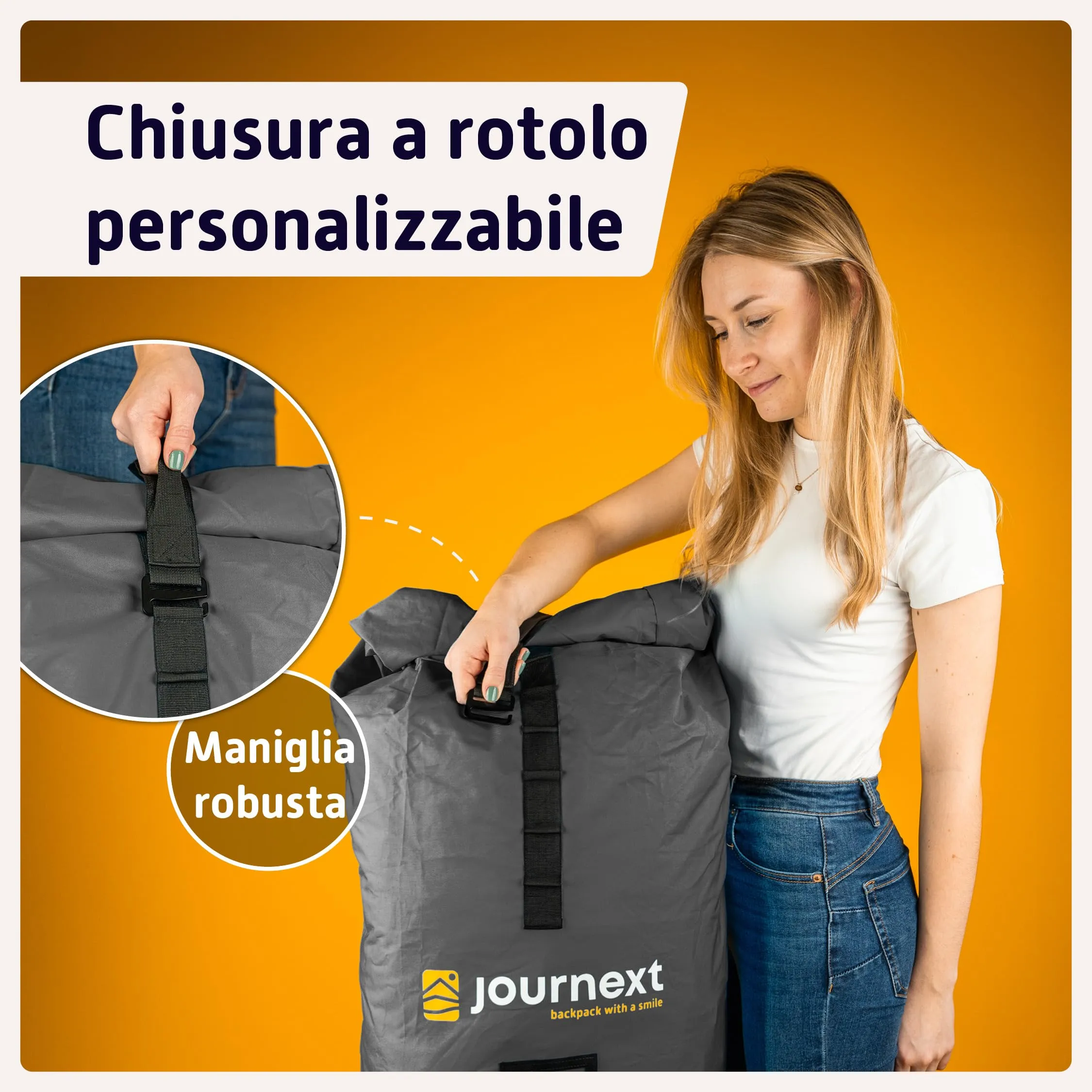 Journext Custodia protettiva 2 in 1 per zaino e antipioggia, Grigio pietra, L (55-80L) - immagine 6