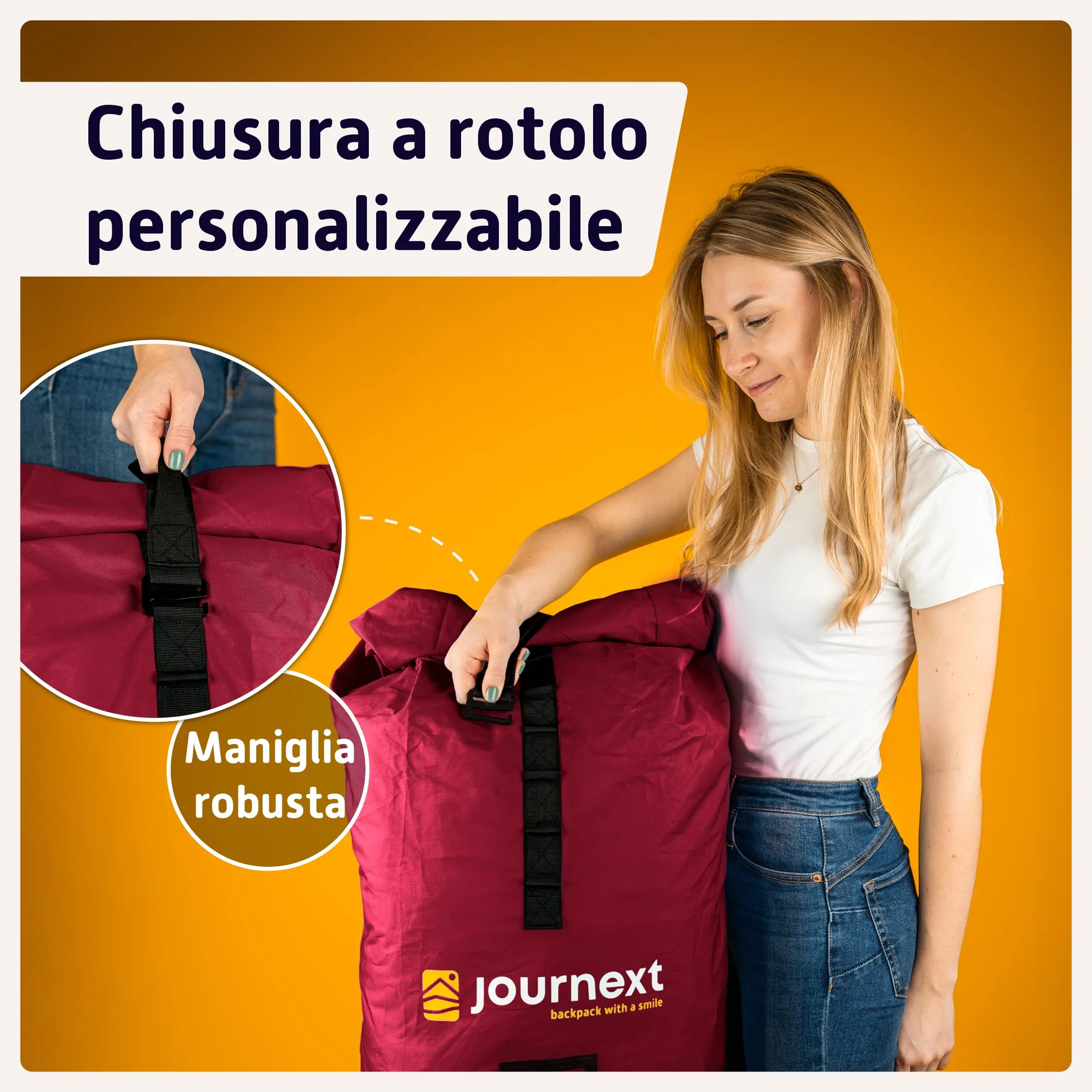 Journext 2 in 1 Copertura per lo Zaino e Copertura Antipioggia, L (55-80L), Bordeaux Red - immagine 6