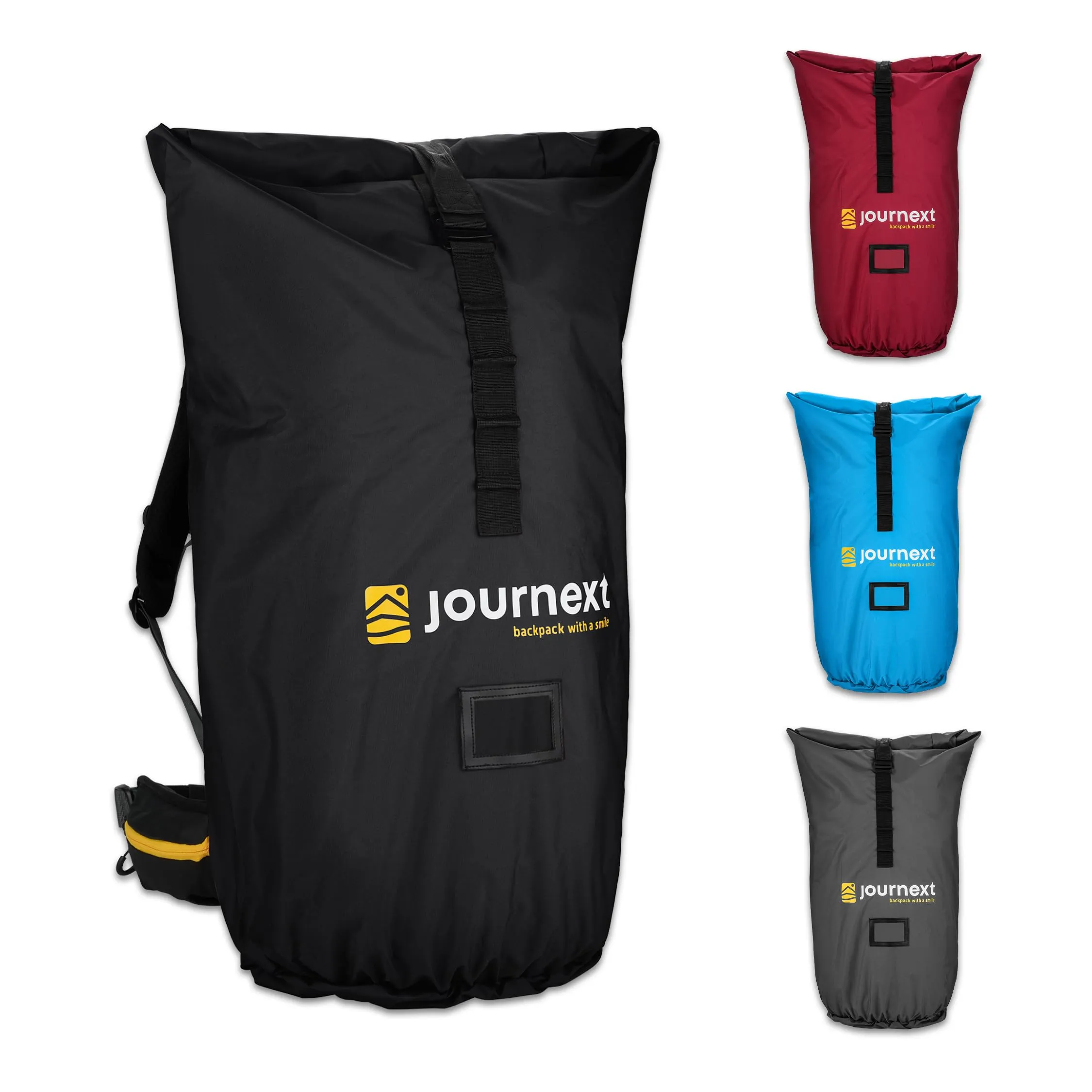 Journext 2 in 1 Copertura per Zaino e Antipioggia, Taglia L (55-80L), Pure Black - immagine 1