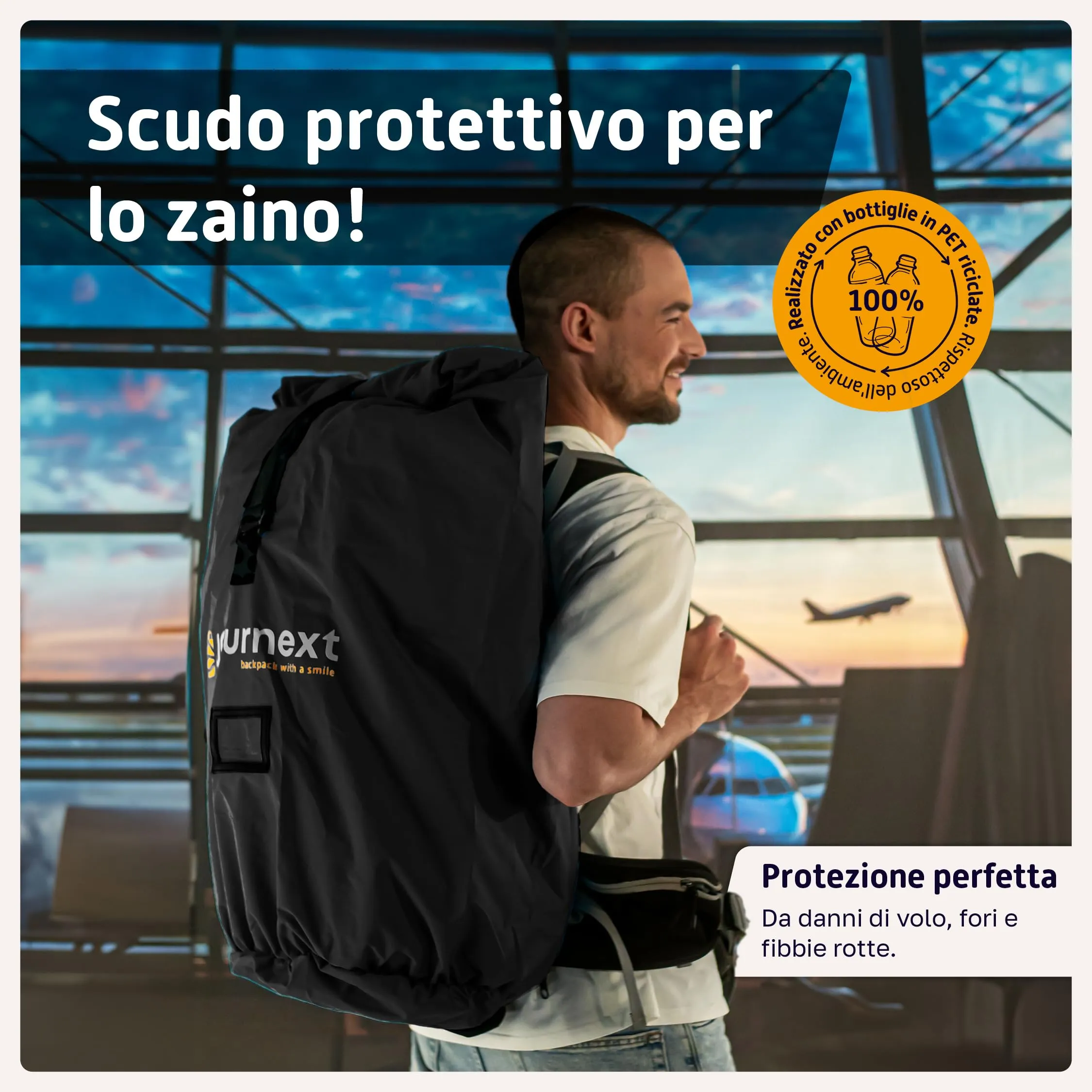 Journext 2 in 1 Copertura per Zaino e Antipioggia, Taglia L (55-80L), Pure Black - immagine 2