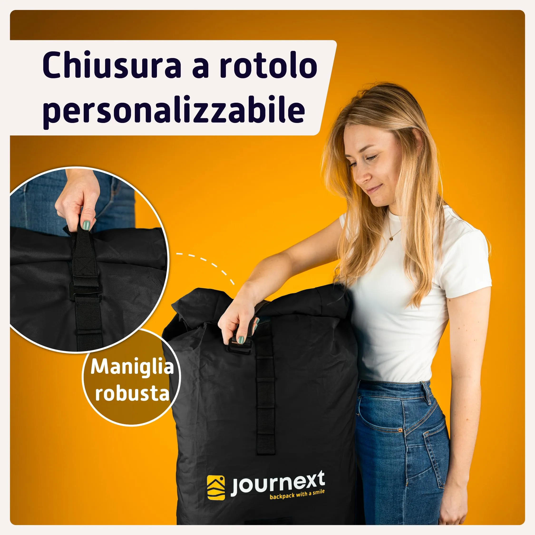 Journext 2 in 1 Copertura per Zaino e Antipioggia, Taglia L (55-80L), Pure Black - immagine 6
