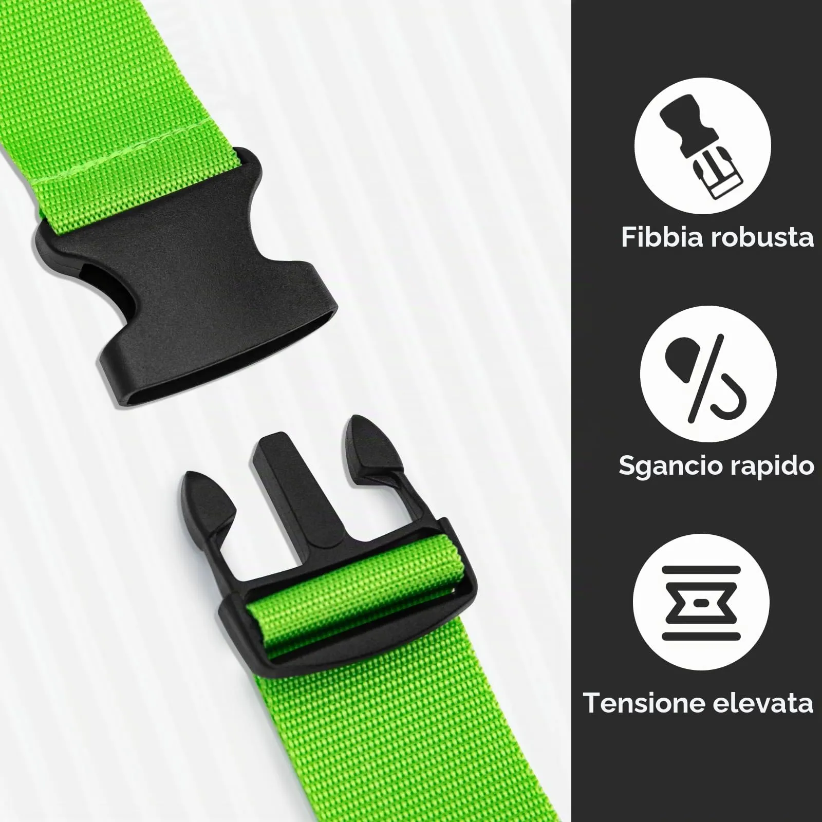WISYOK Cinghia per Valigia, 2 Pezzi, 130-250 cm, Verde - immagine 4