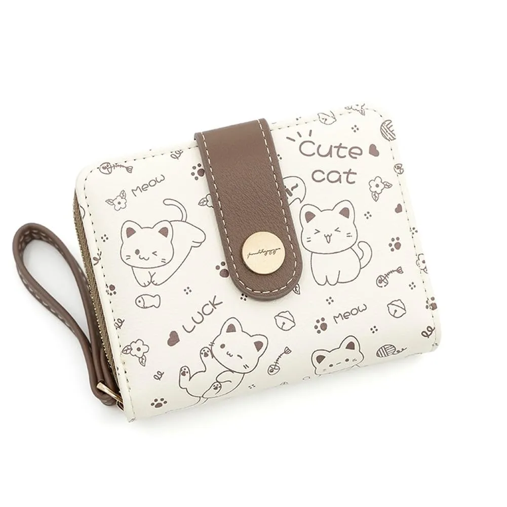 Oyccen Portafoglio Piccolo Donna in Pelle PU con Design Gatto, Portamonete e Portacarte - immagine 1