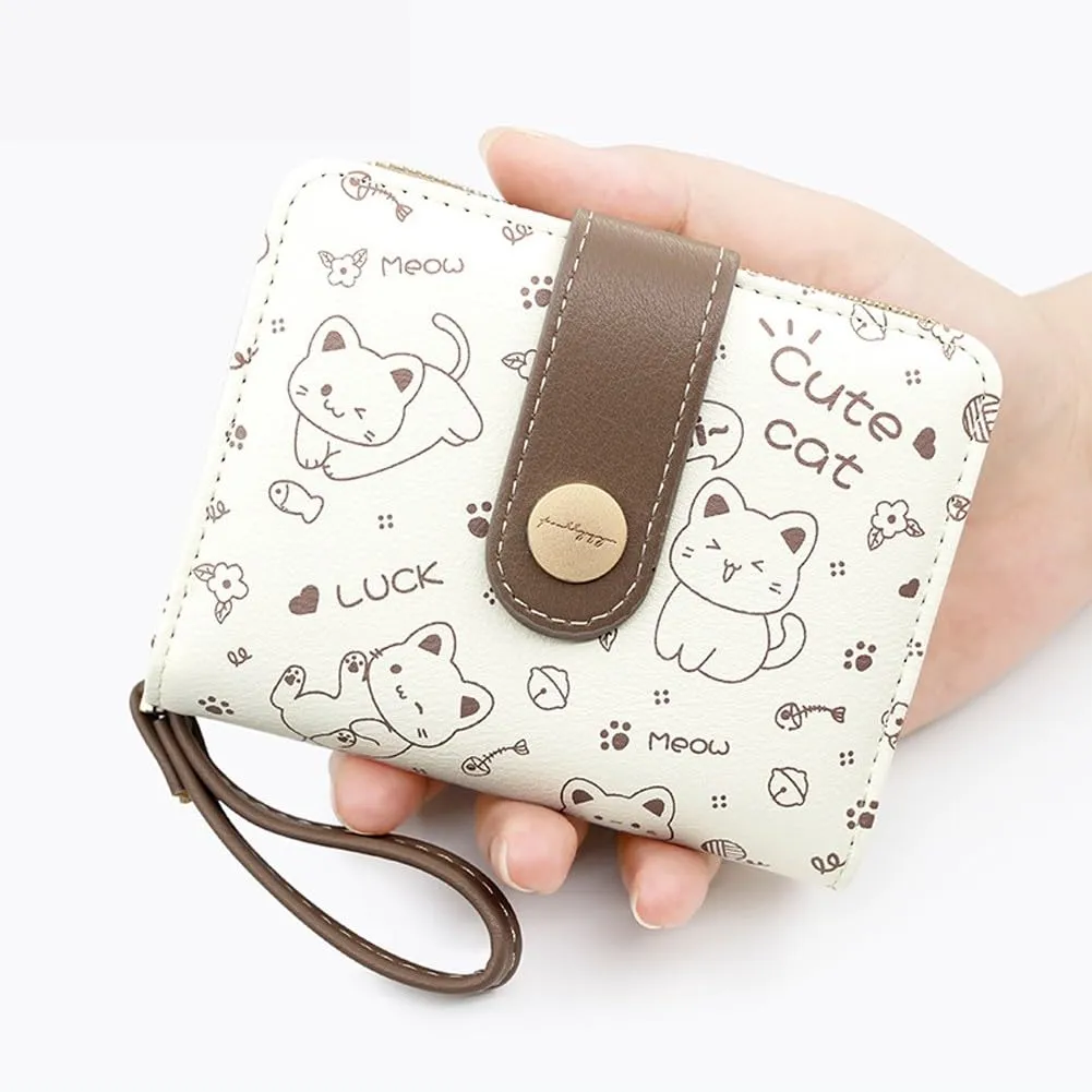 Oyccen Portafoglio Piccolo Donna in Pelle PU con Design Gatto, Portamonete e Portacarte - immagine 4