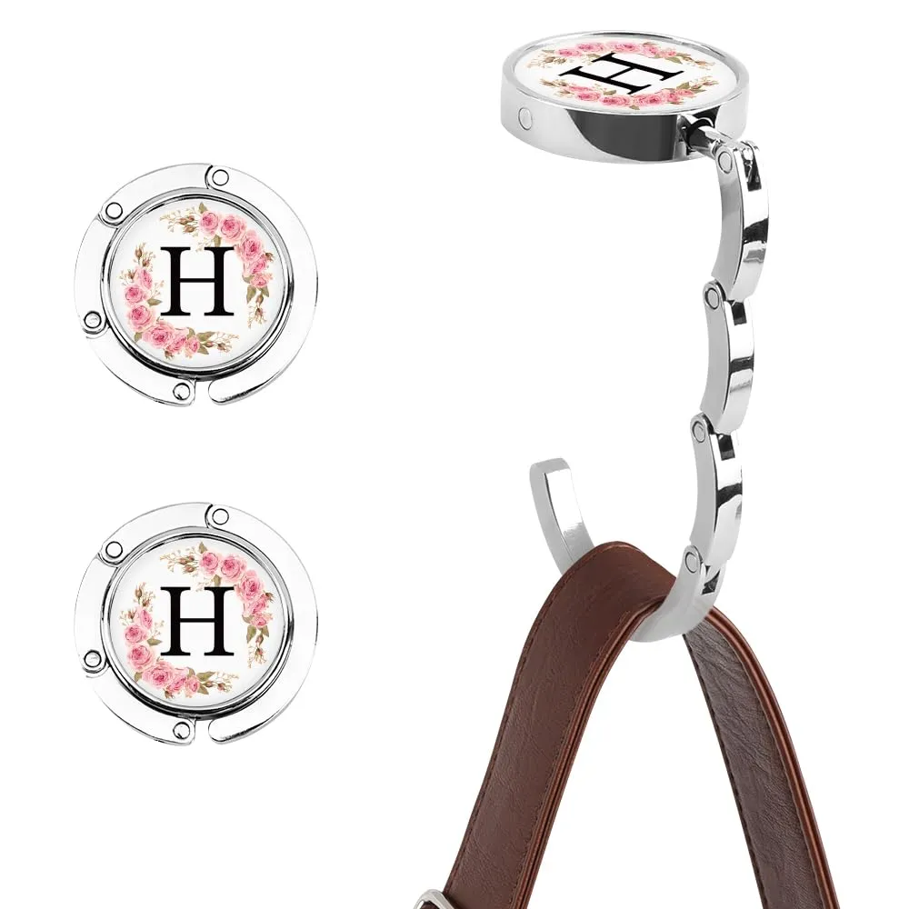 FIDWALL Ganci per Borsa da Tavolo Personalizzati con Iniziale Floreale, Lettera H, Set da 2 Pezzi - immagine 1