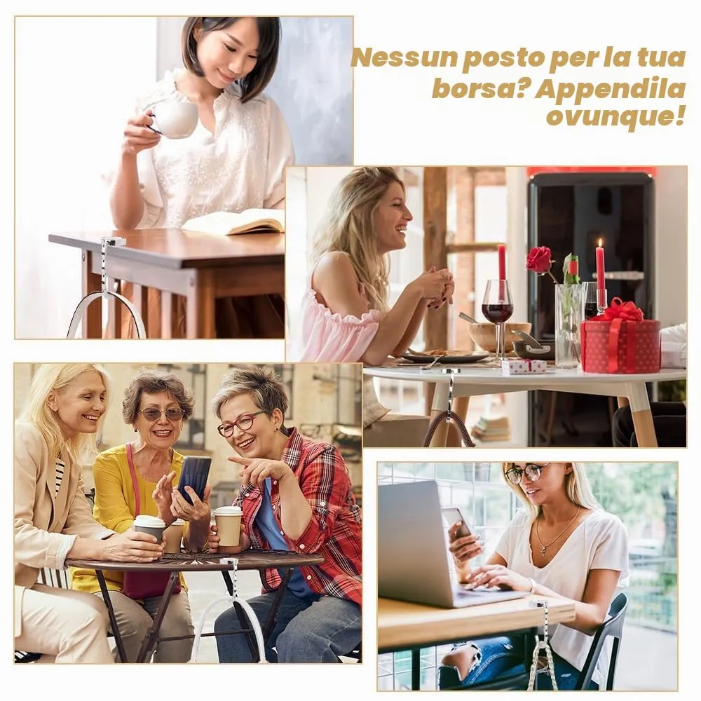 FIDWALL Ganci da Tavolo per Borsa con Iniziale Floreale (E), Set da 2 Pezzi - immagine 6