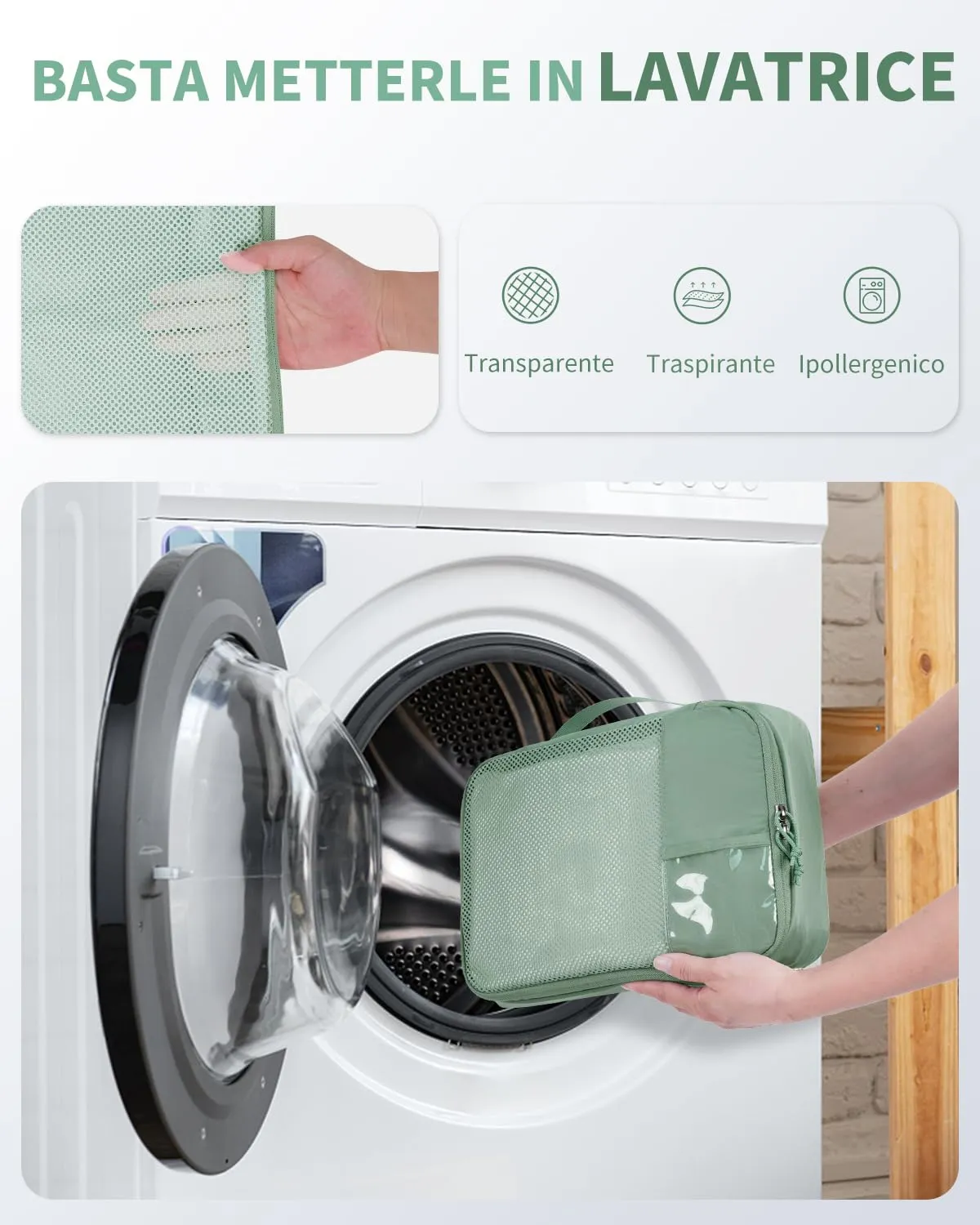 ECOHUB Organizer Valigie, 6 Pezzi Packing Cubes Salvaspazio con Etichette - immagine 7