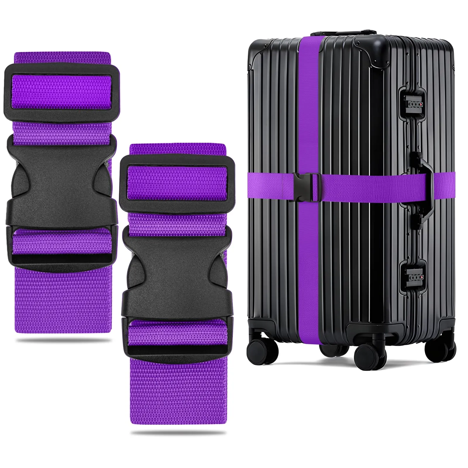 WISYOK Cinghia per Valigia, 2 Pezzi, 130-250 cm, Viola - immagine 1
