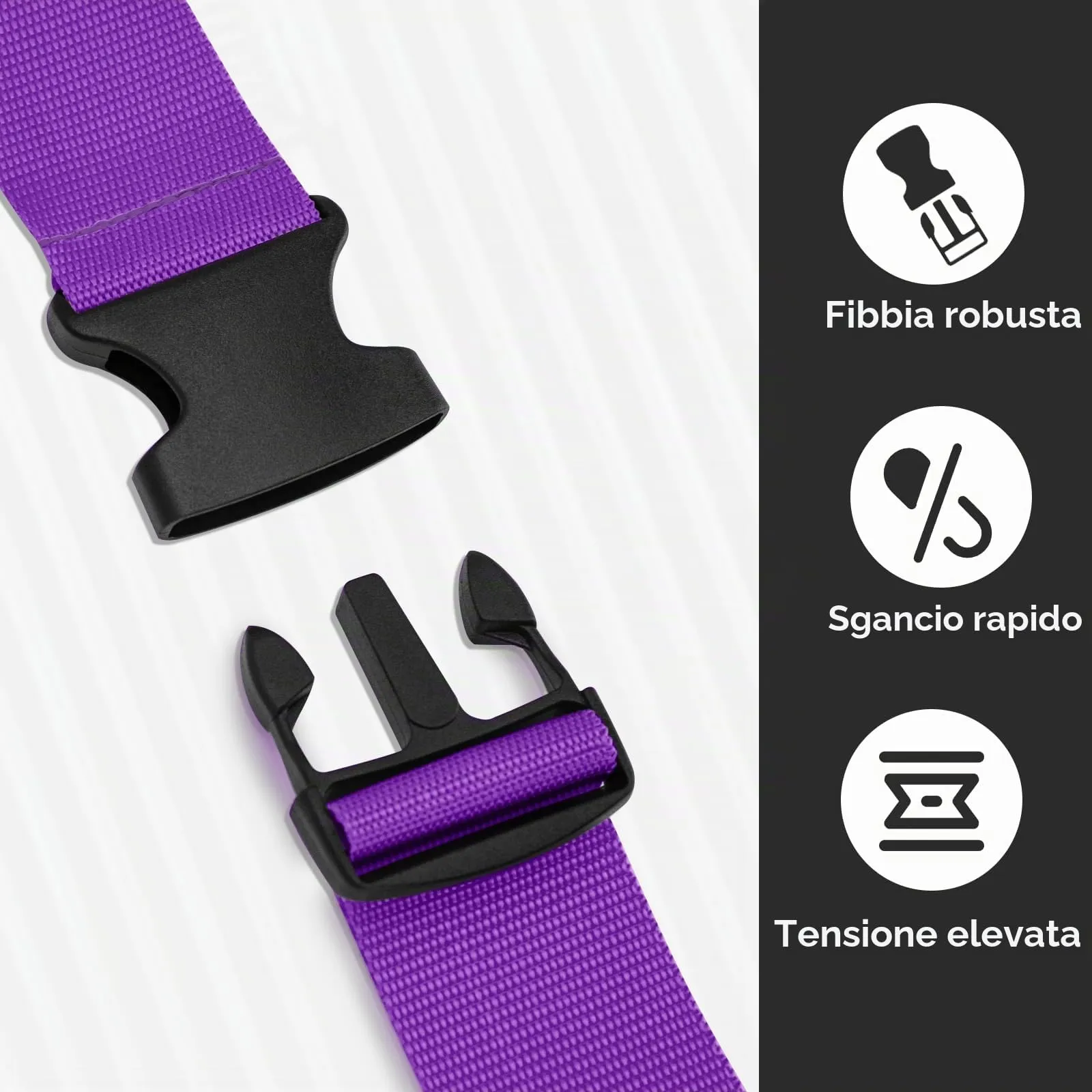 WISYOK Cinghia per Valigia, 2 Pezzi, 130-250 cm, Viola - immagine 4