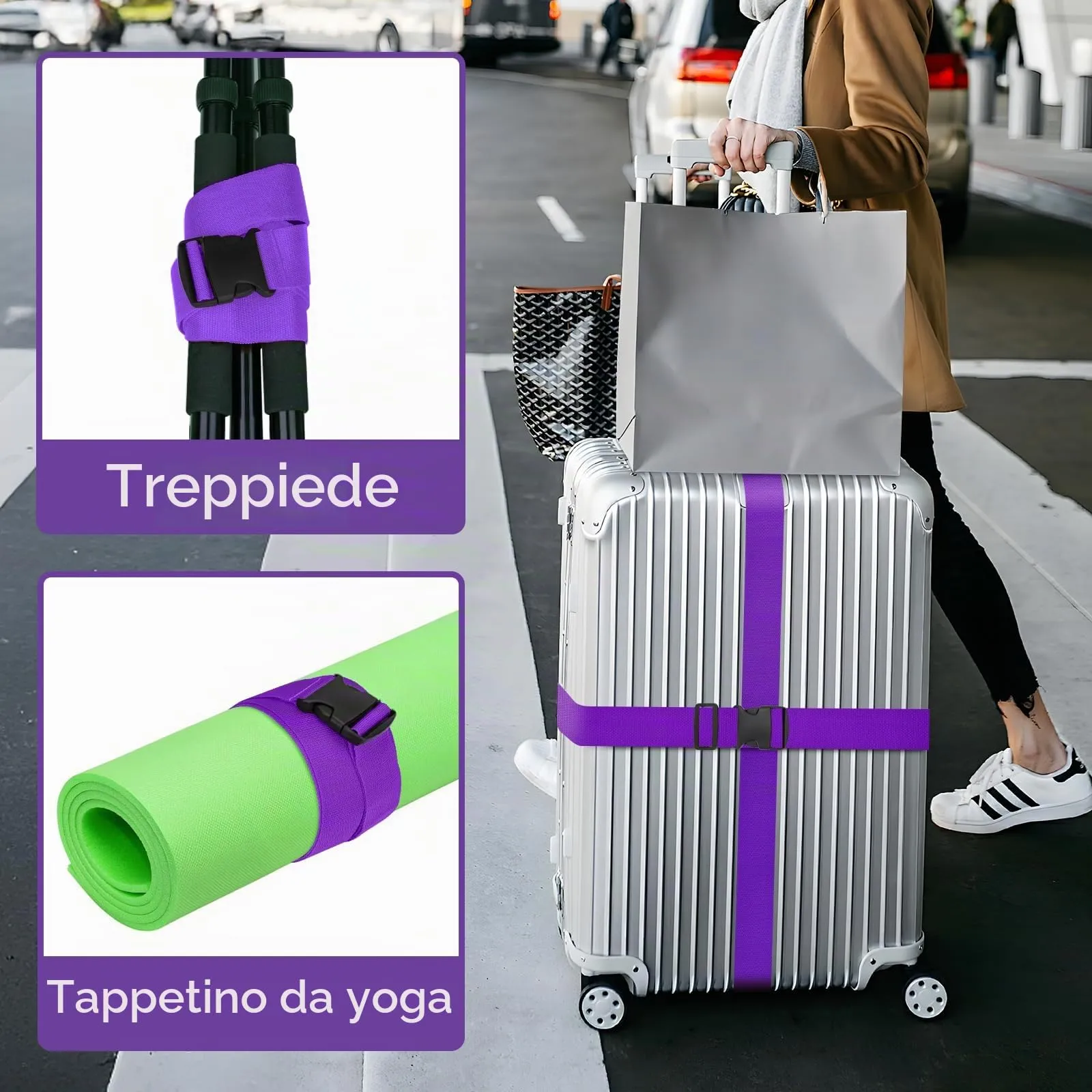 WISYOK Cinghia per Valigia, 2 Pezzi, 130-250 cm, Viola - immagine 7