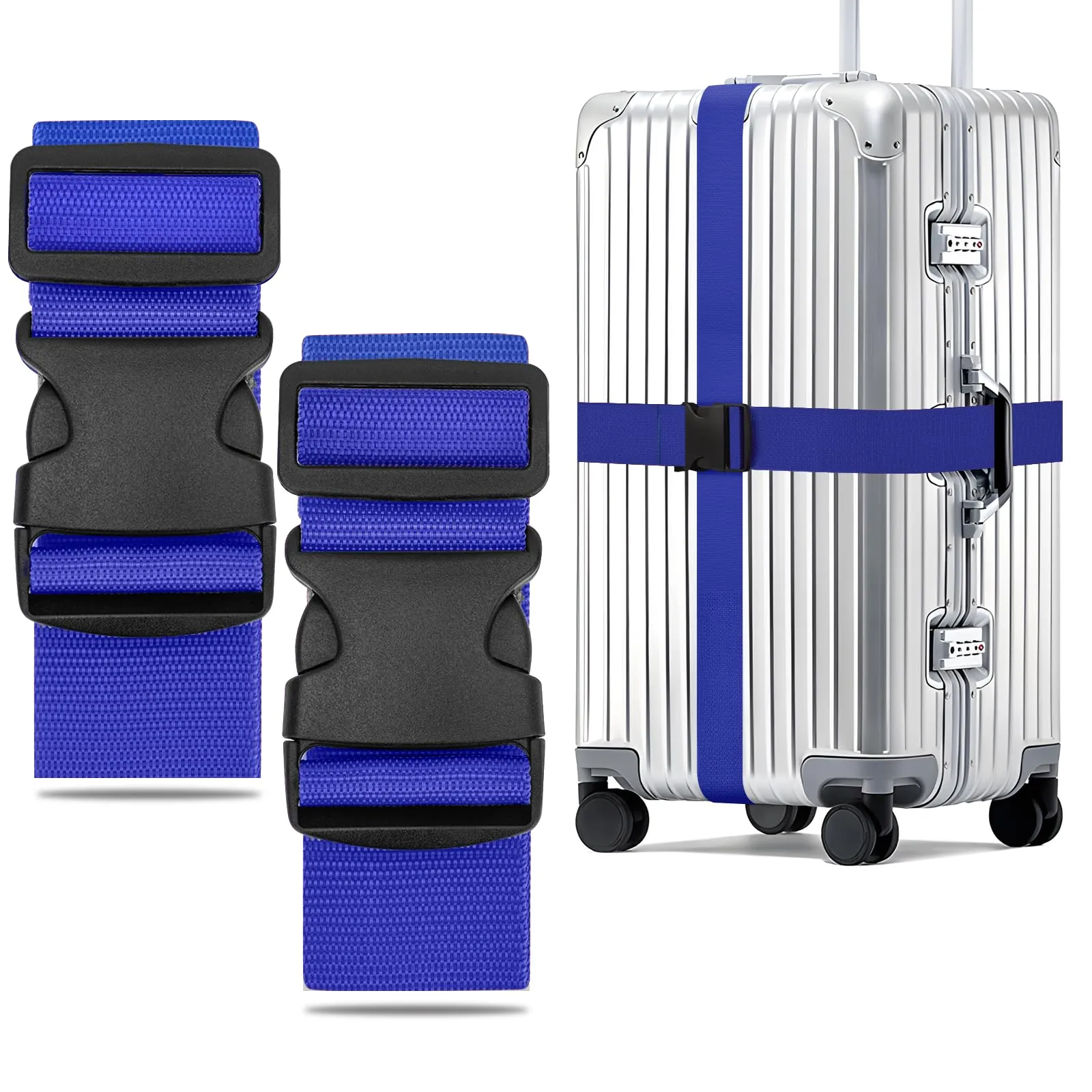 WISYOK Cinghia per Valigia, 2 Pezzi, 130-250 cm, Blu - immagine 1