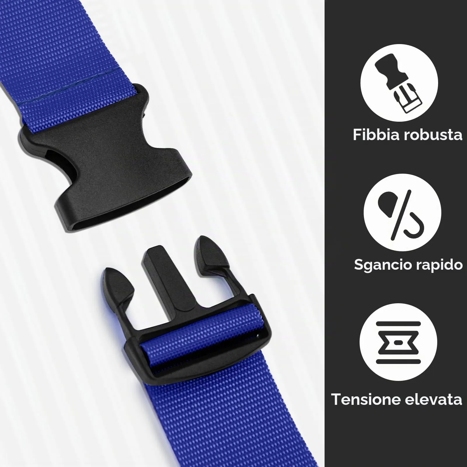 WISYOK Cinghia per Valigia, 2 Pezzi, 130-250 cm, Blu - immagine 4