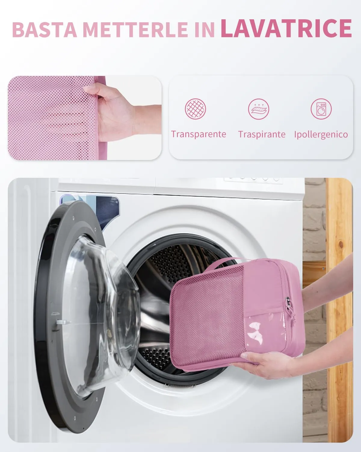 ECOHUB Organizer Valigie, 6 Pezzi Packing Cubes Salvaspazio con Etichette - immagine 7
