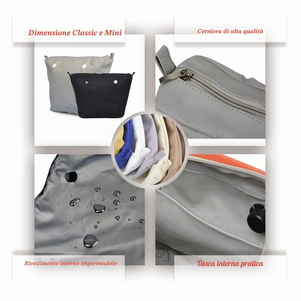 yorfavo Organizzatore interno in tela per Obag Classic Mini con cerniera, Caffè - immagine 5