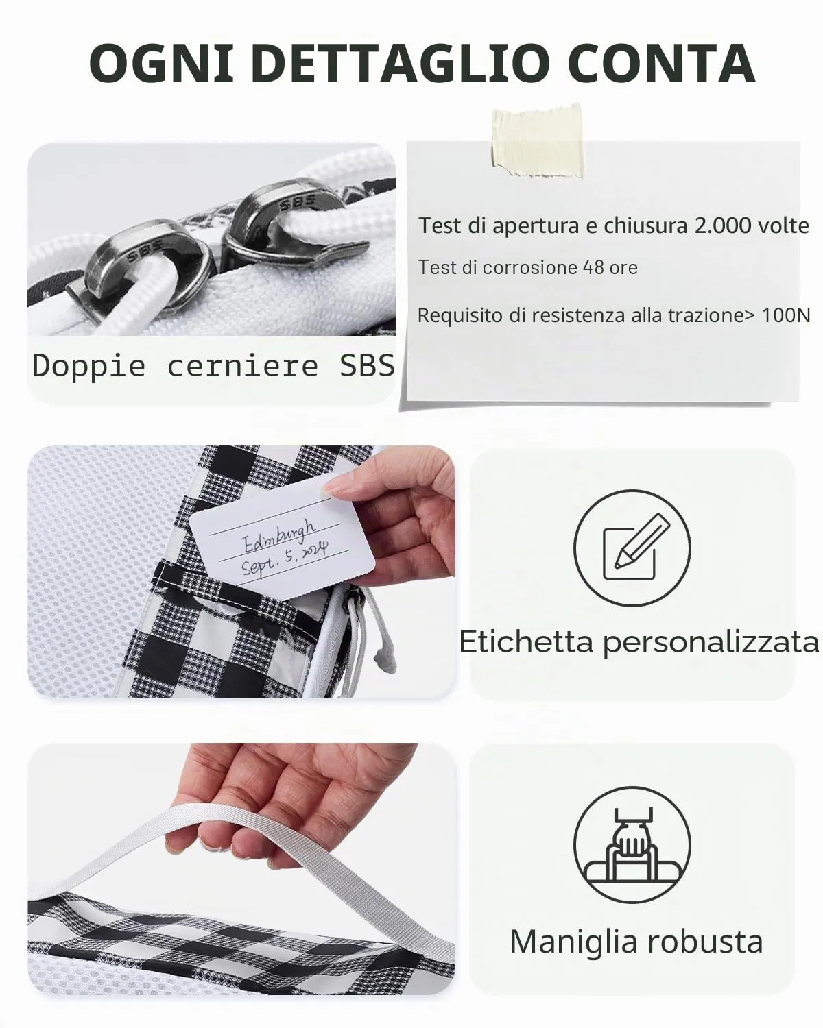 ECOHUB Organizer Valigie, 6 Pezzi Packing Cubes Salvaspazio con Etichette - immagine 4