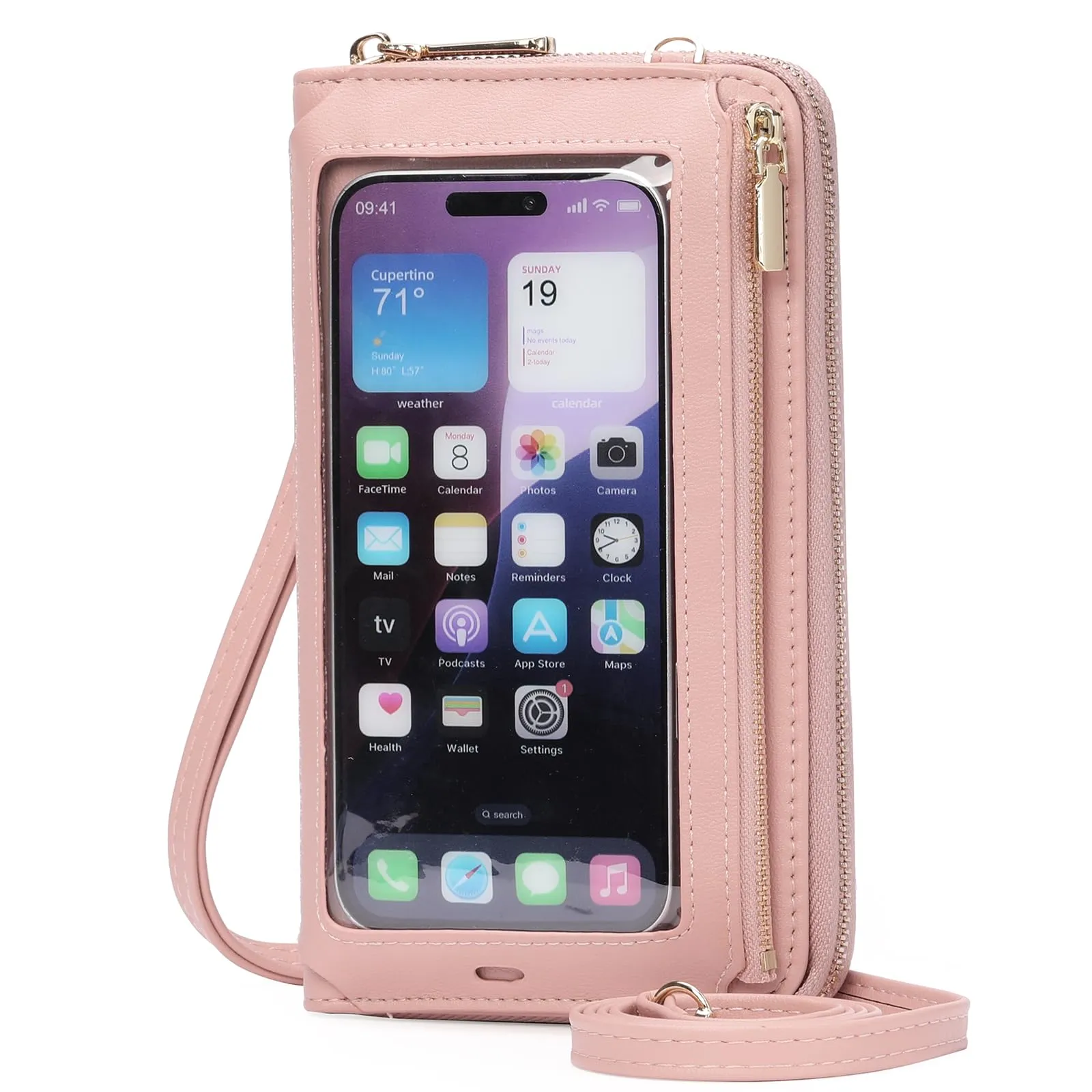 GOIACII Borsa a tracolla per telefono da donna, portafoglio da viaggio con touch screen, A02-rosa - immagine 1