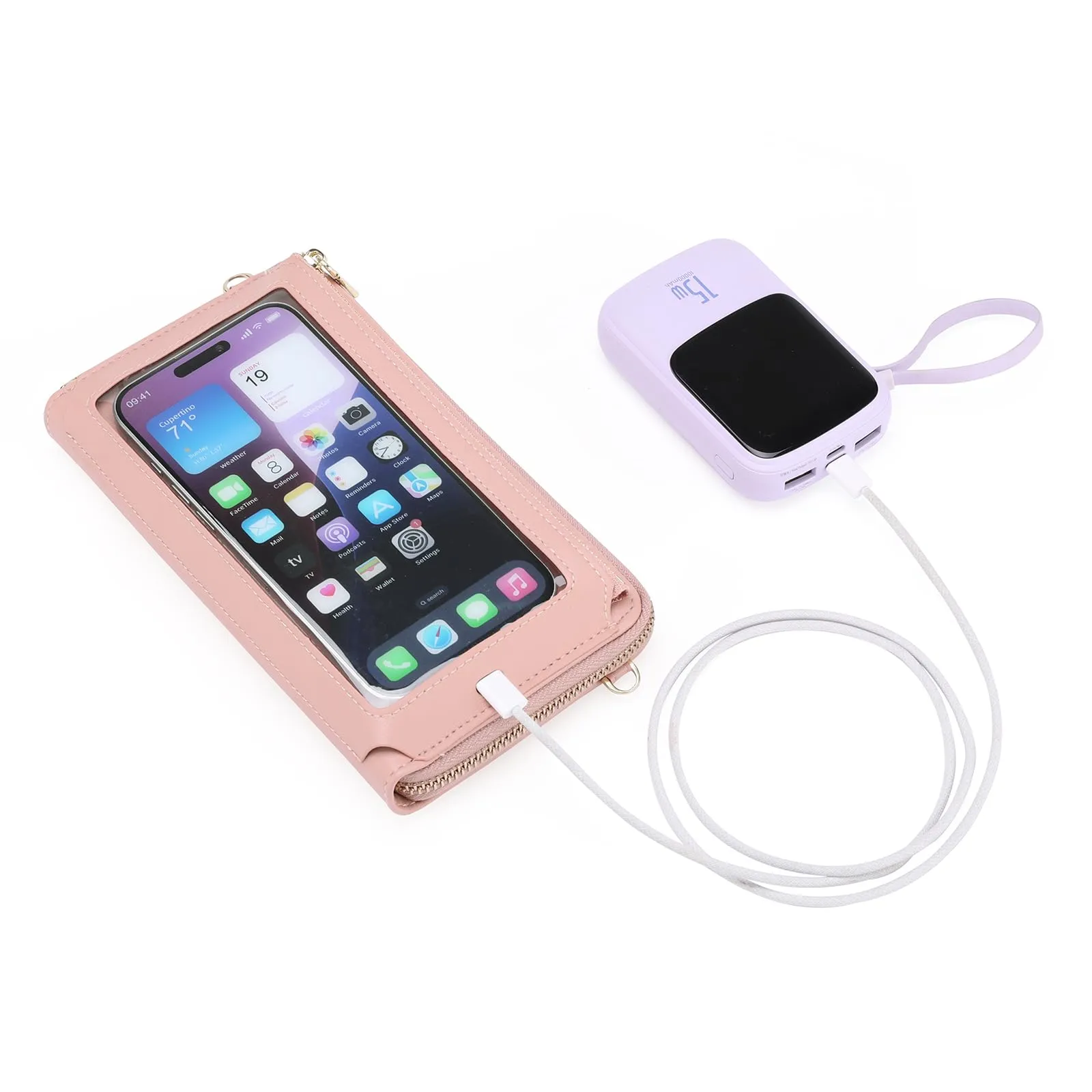 GOIACII Borsa a tracolla per telefono da donna, portafoglio da viaggio con touch screen, A02-rosa - immagine 3