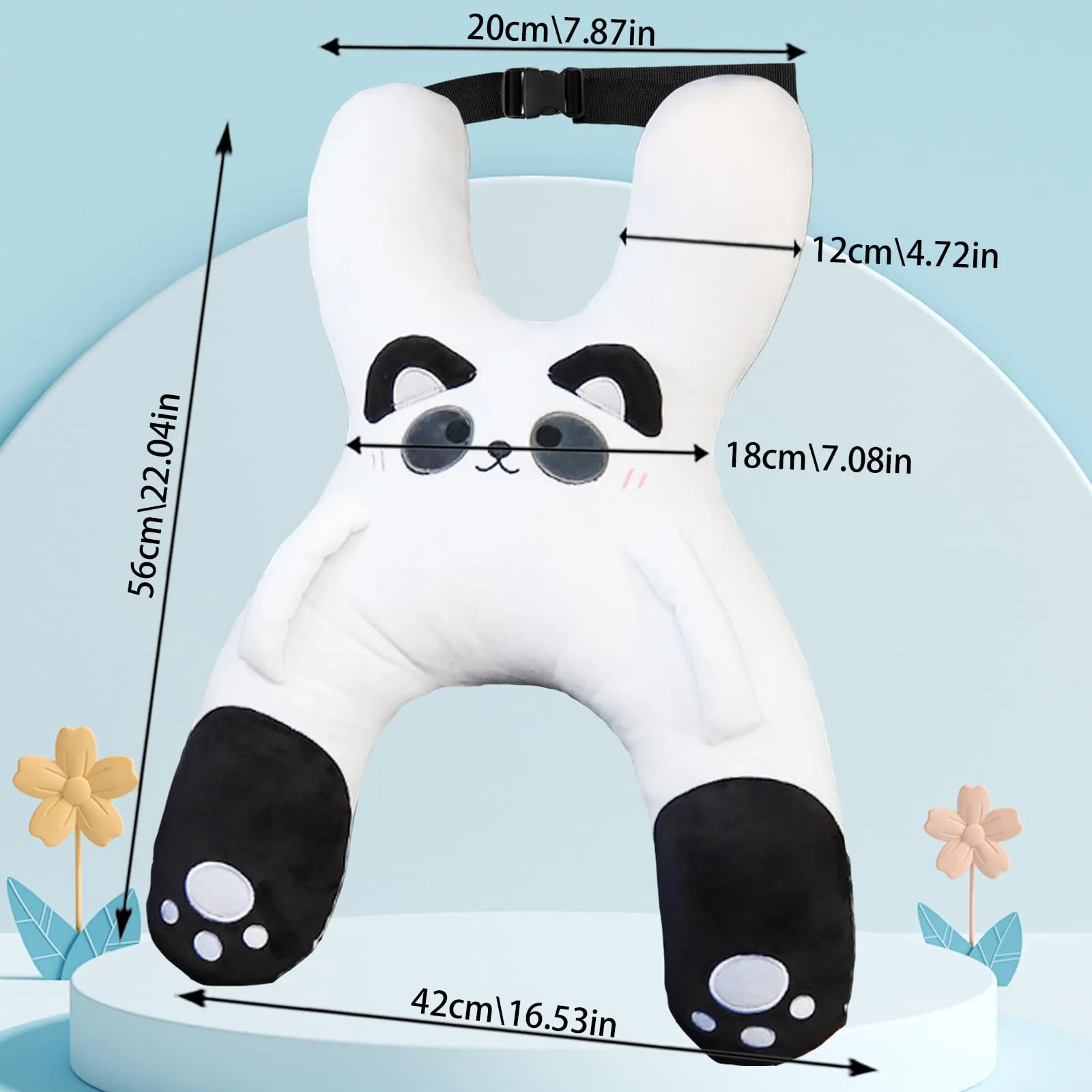 AUNGCSHE Cuscino a forma di H per auto e viaggi per bambini, bianco e nero - immagine 2