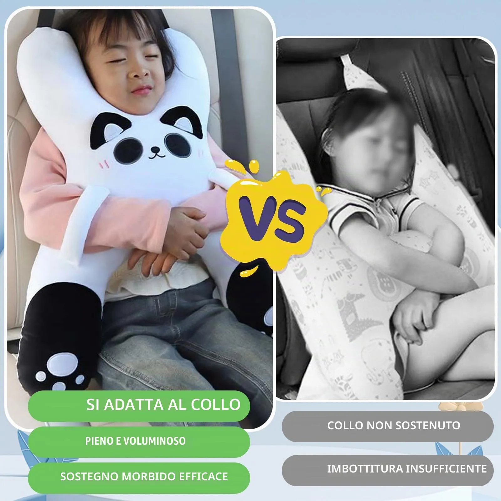 AUNGCSHE Cuscino a forma di H per auto e viaggi per bambini, bianco e nero - immagine 5