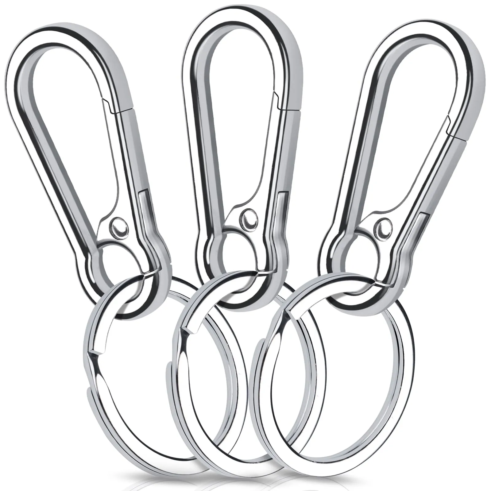 Caianwin Moschettone Portachiavi in Metallo, 3 Pezzi (Silver) - immagine 1