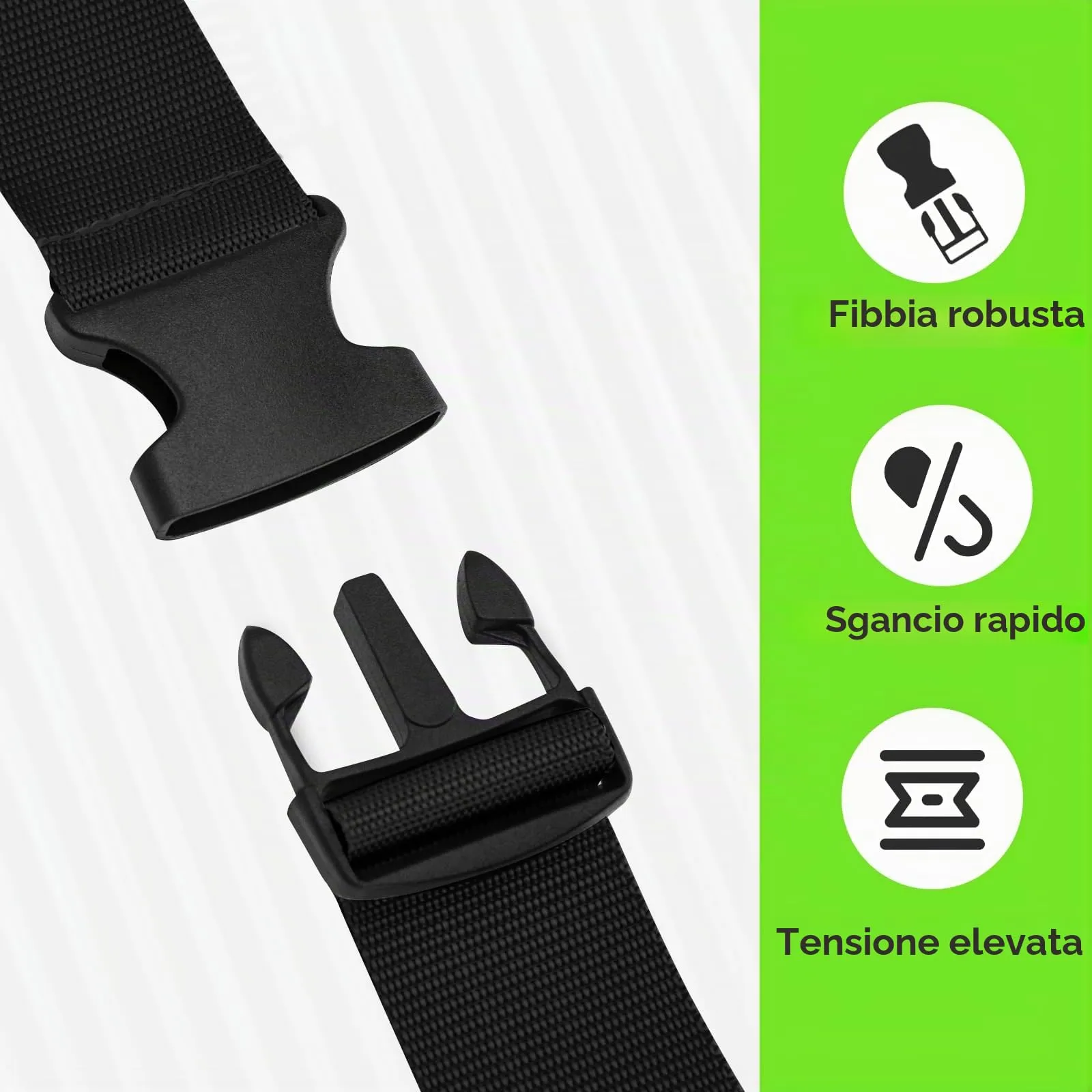 WISYOK Cinghie per Valigia, 4 Pezzi, 130-250 cm, Nero - immagine 4