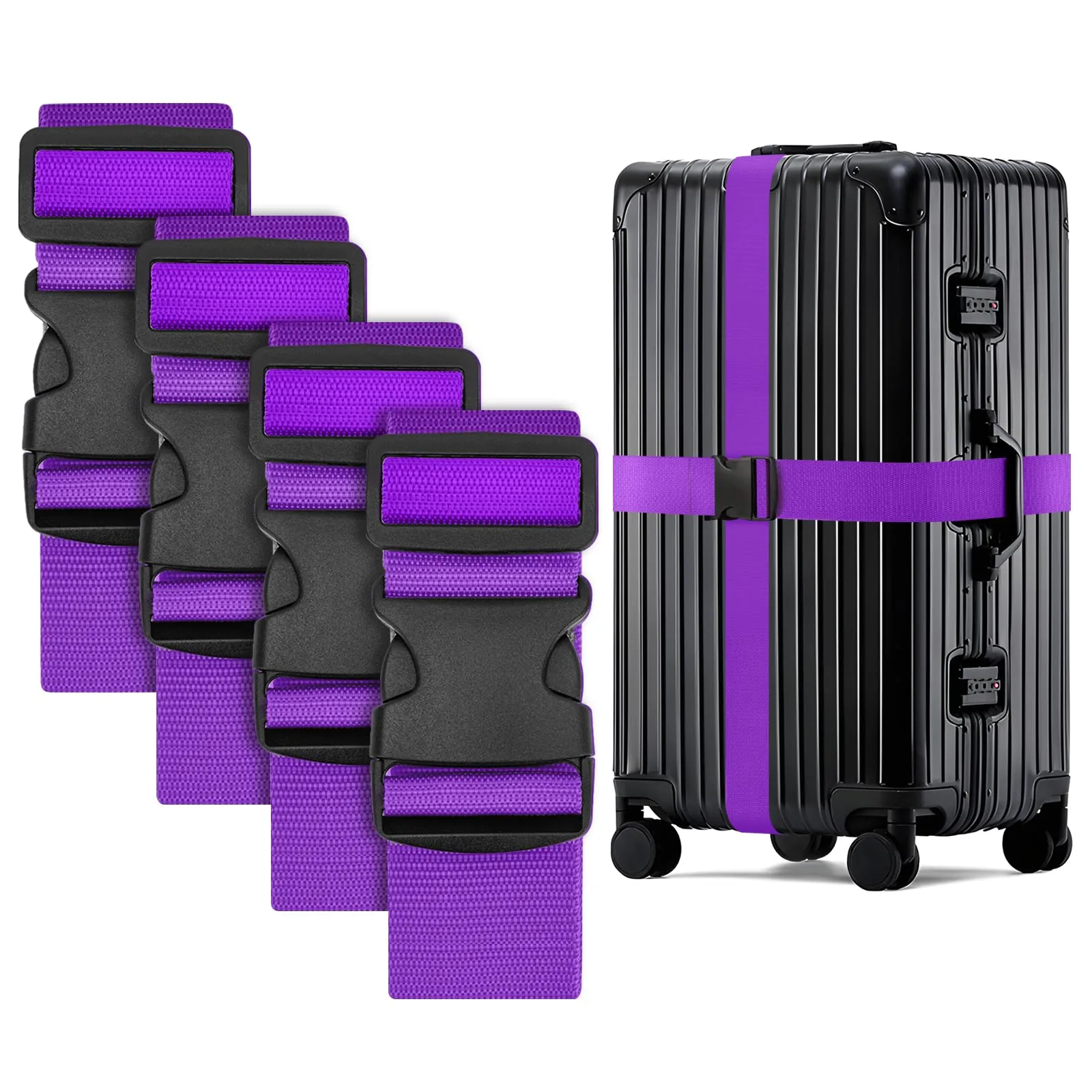 WISYOK Cinghie per Valigia, 4 Pezzi, 130-250 cm, Viola - immagine 1