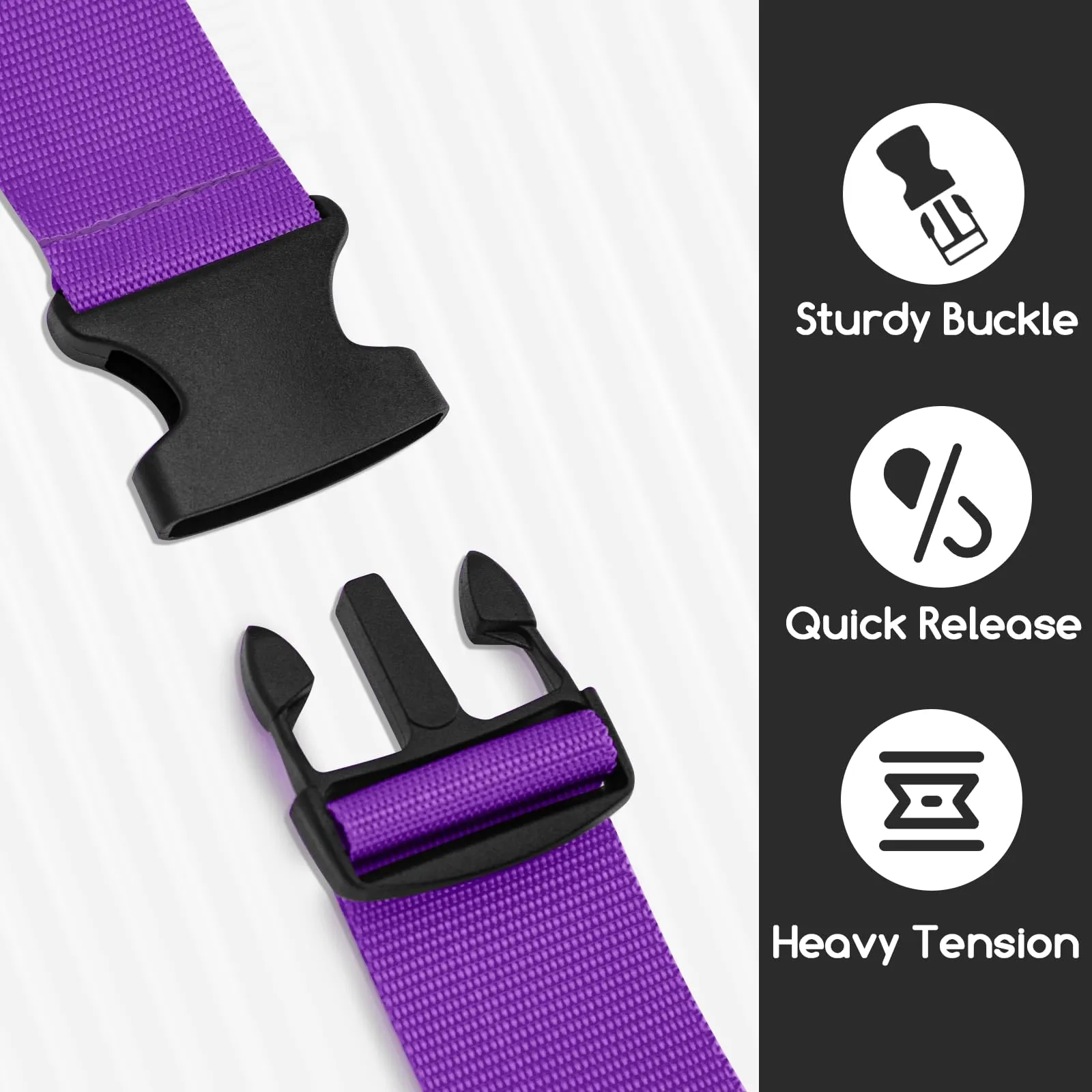 WISYOK Cinghie per Valigia, 4 Pezzi, 130-250 cm, Viola - immagine 4